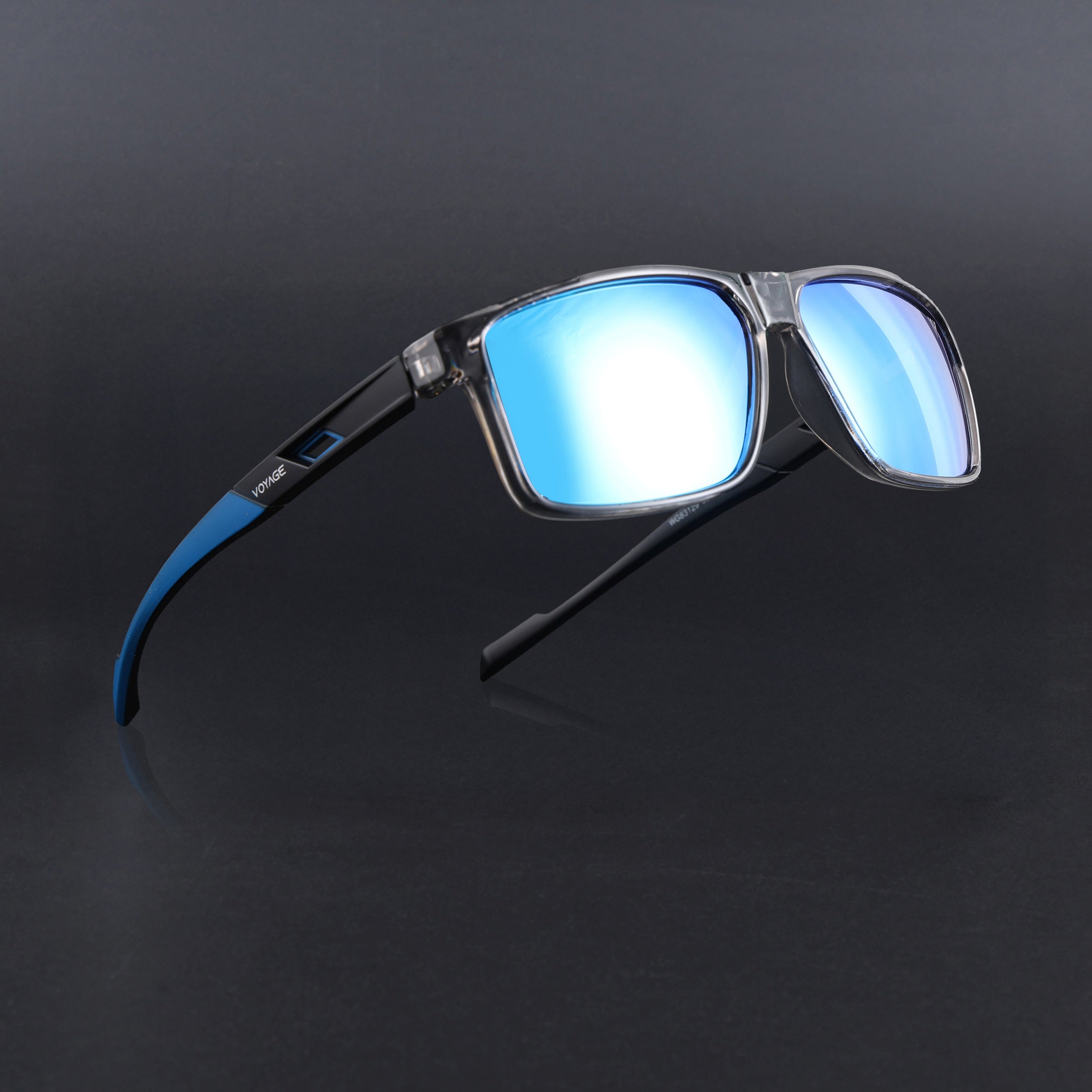 Wayfarer Polarized Sunglasses | Blue Lens | Grey Frame - PMG6785