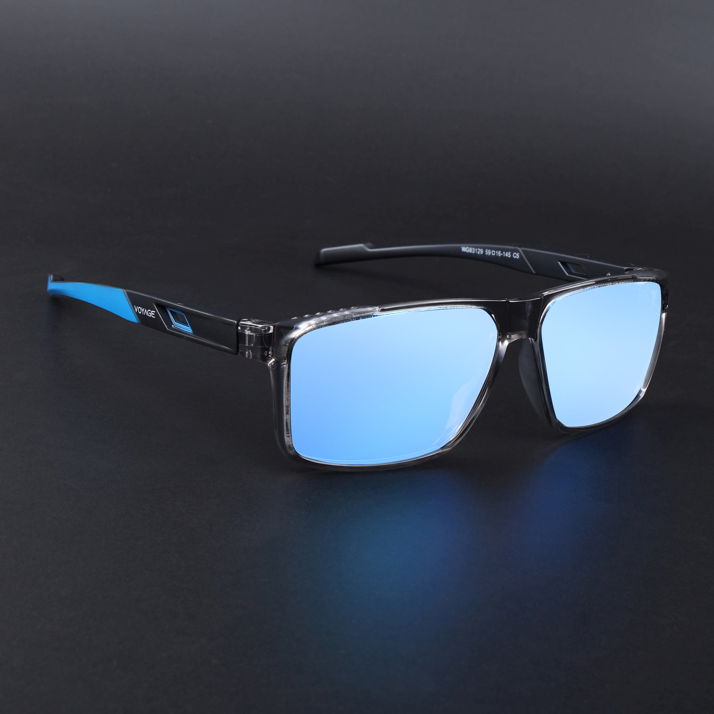 Wayfarer Polarized Sunglasses | Blue Lens | Grey Frame - PMG6785