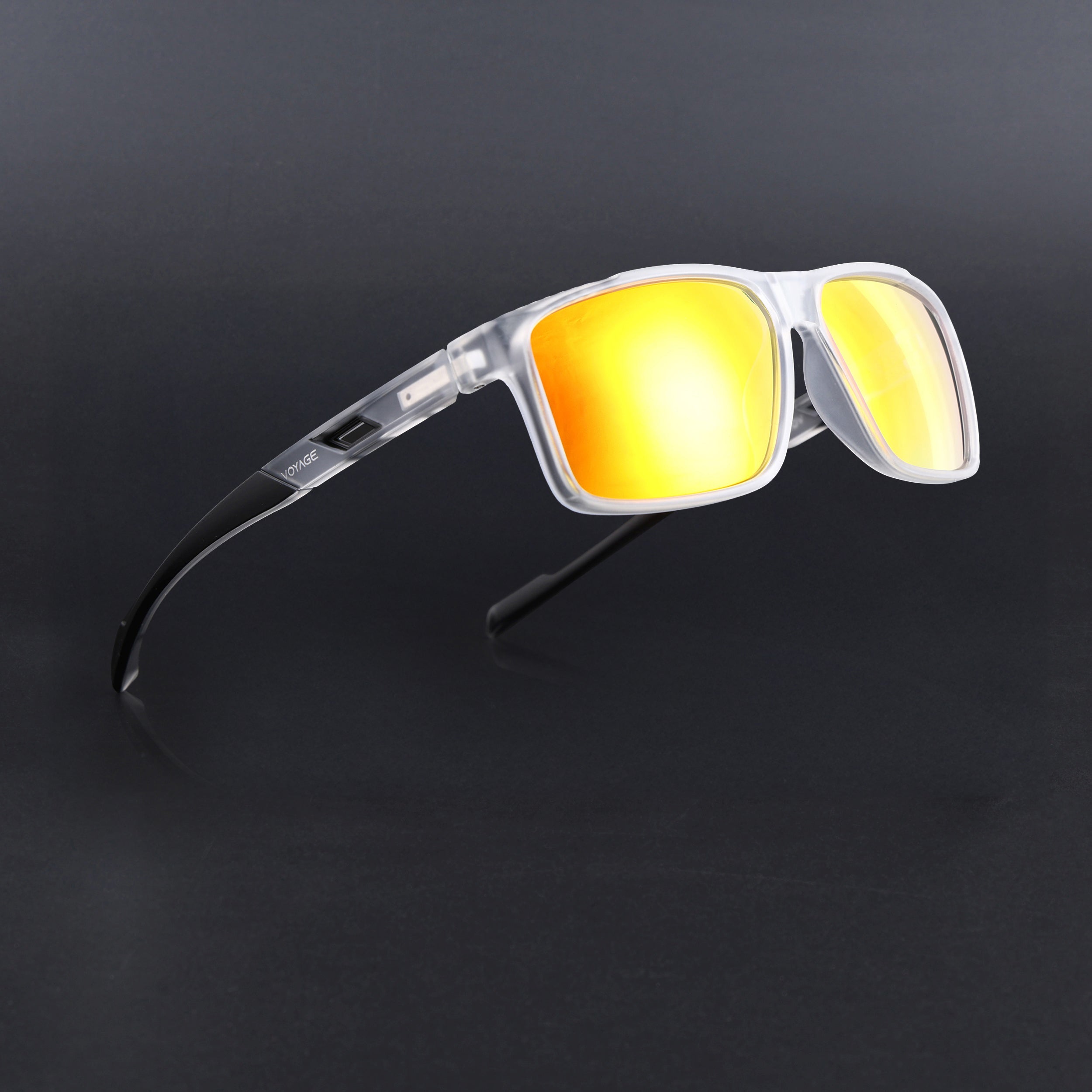 Wayfarer Polarized Sunglasses | Orange Lens | Transparent Frame - PMG6786
