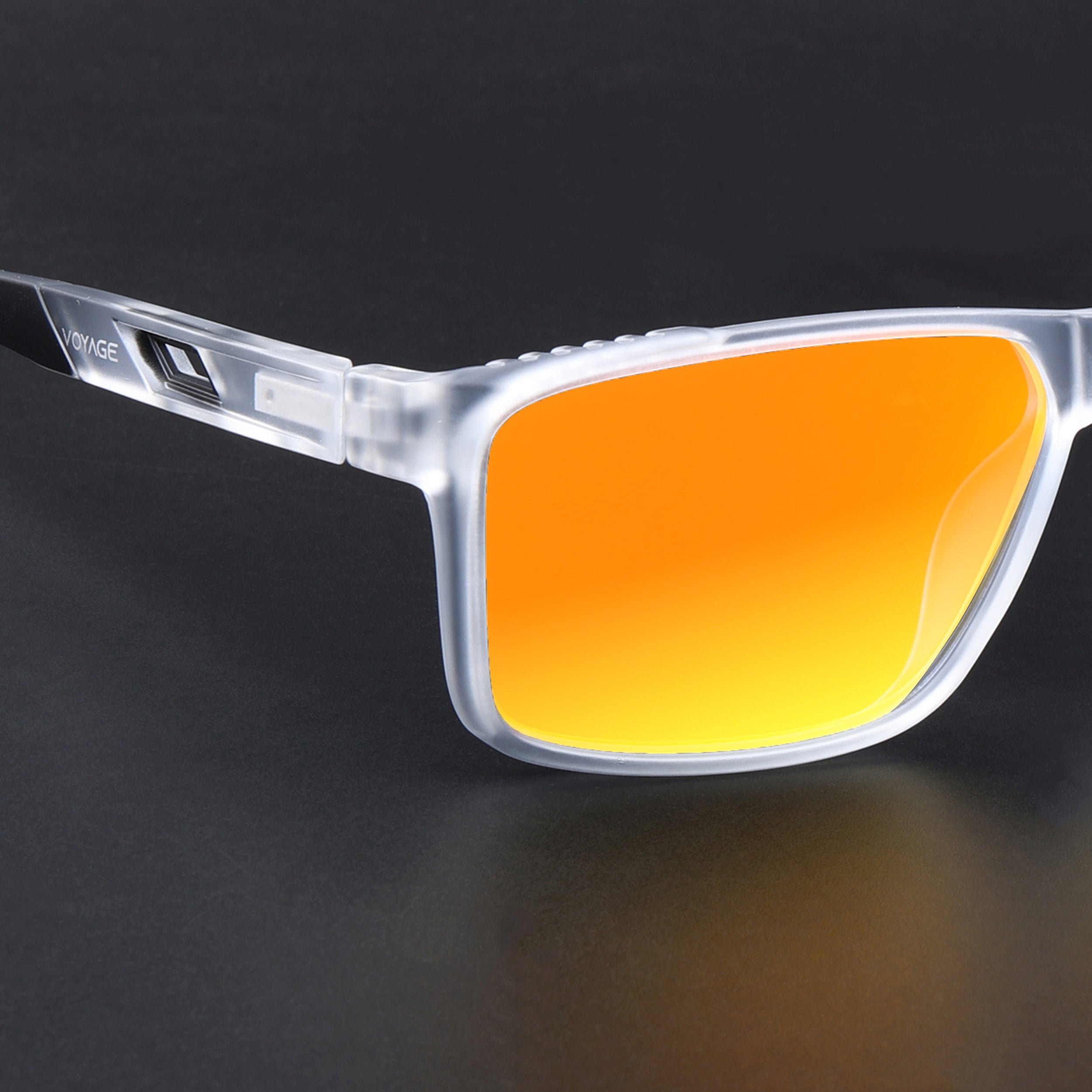 Wayfarer Polarized Sunglasses | Orange Lens | Transparent Frame - PMG6786