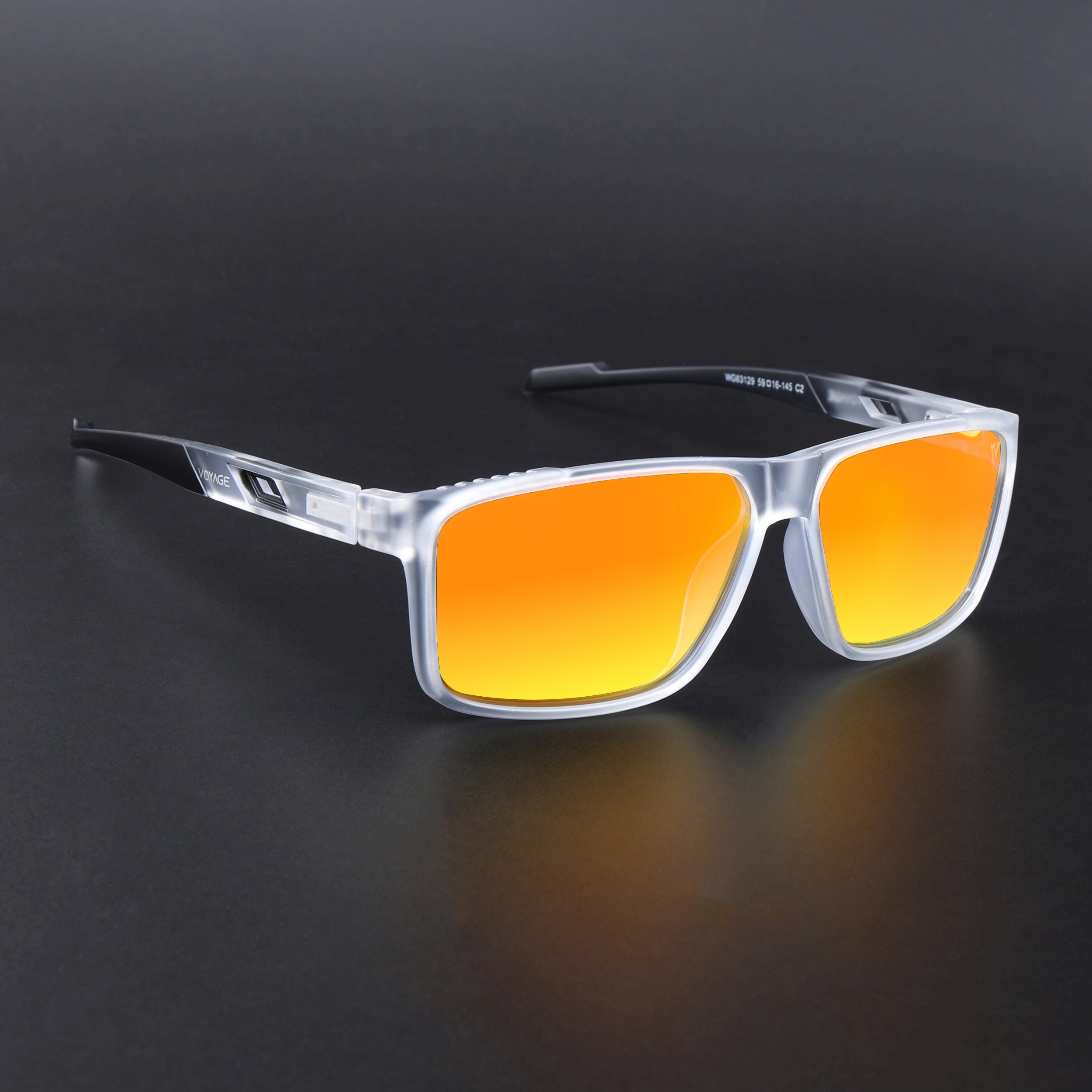 Wayfarer Polarized Sunglasses | Orange Lens | Transparent Frame - PMG6786