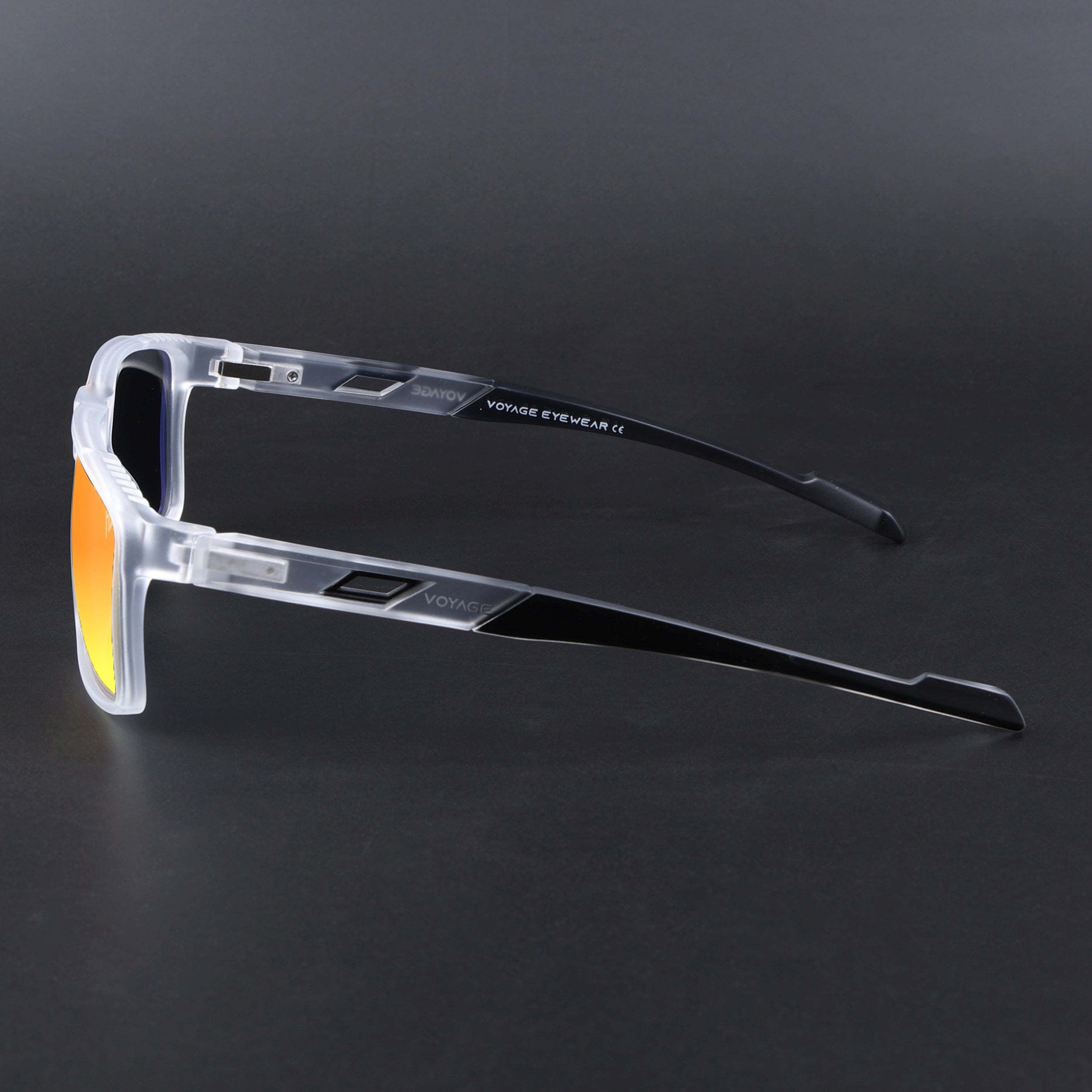 Wayfarer Polarized Sunglasses | Orange Lens | Transparent Frame - PMG6786