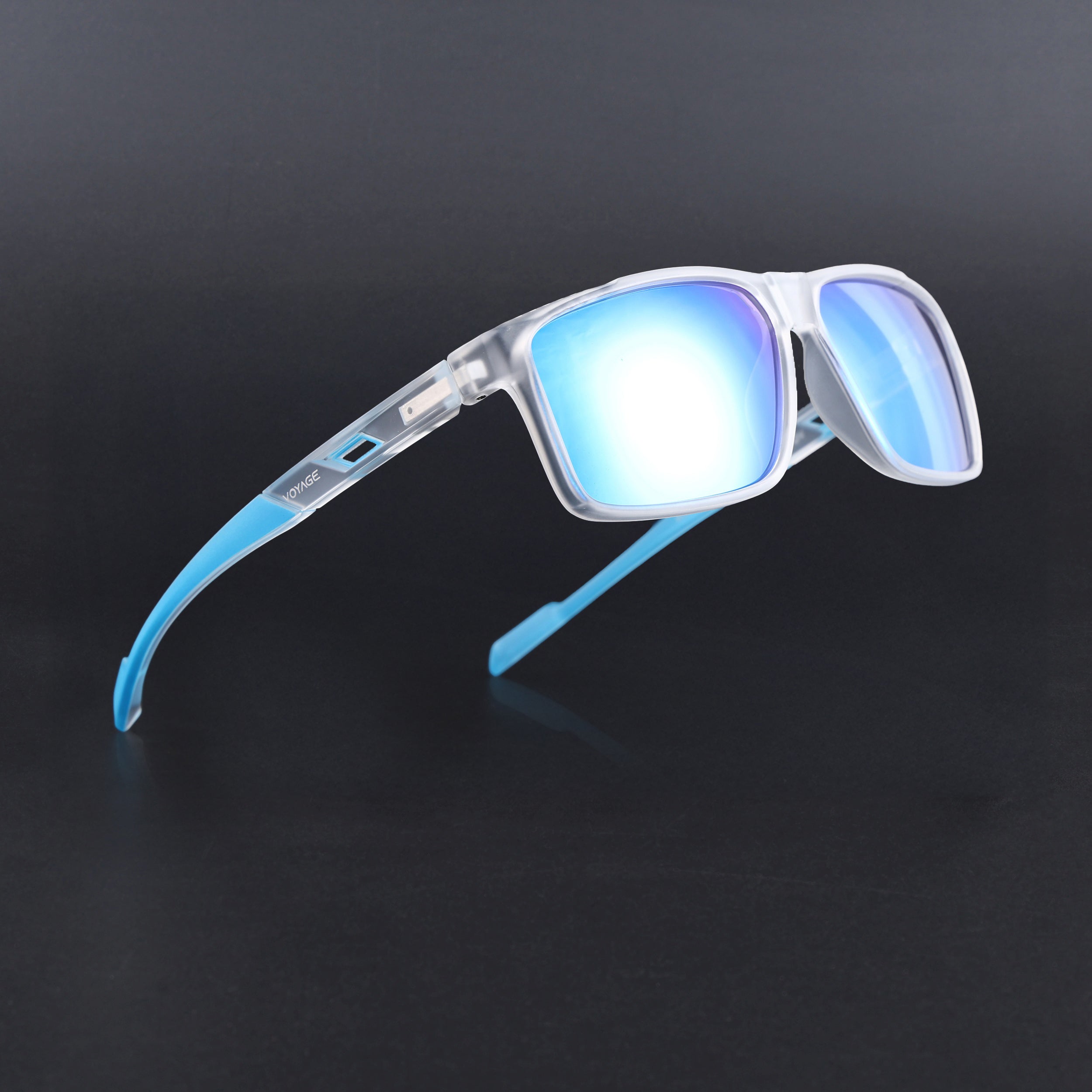 Wayfarer Polarized Sunglasses | Blue Lens | Transparent Frame - PMG6787