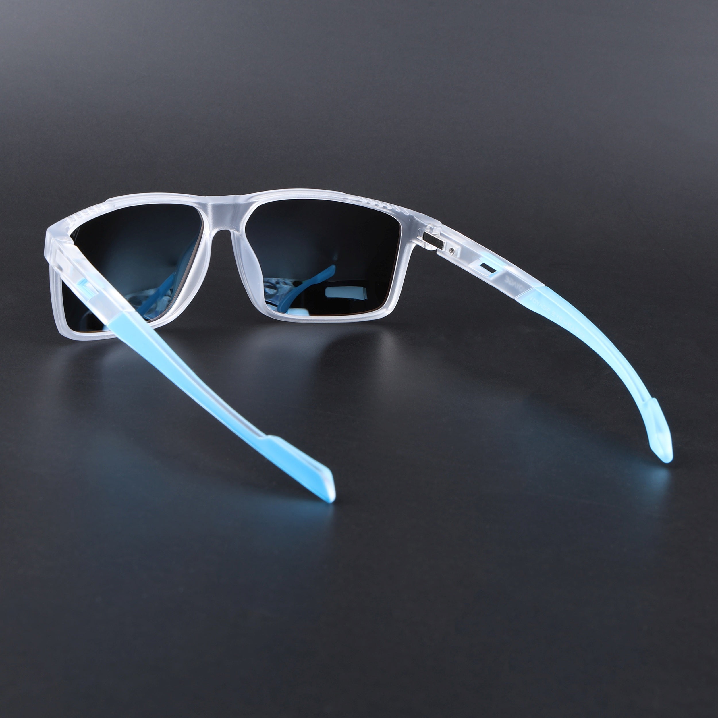 Wayfarer Polarized Sunglasses | Blue Lens | Transparent Frame - PMG6787