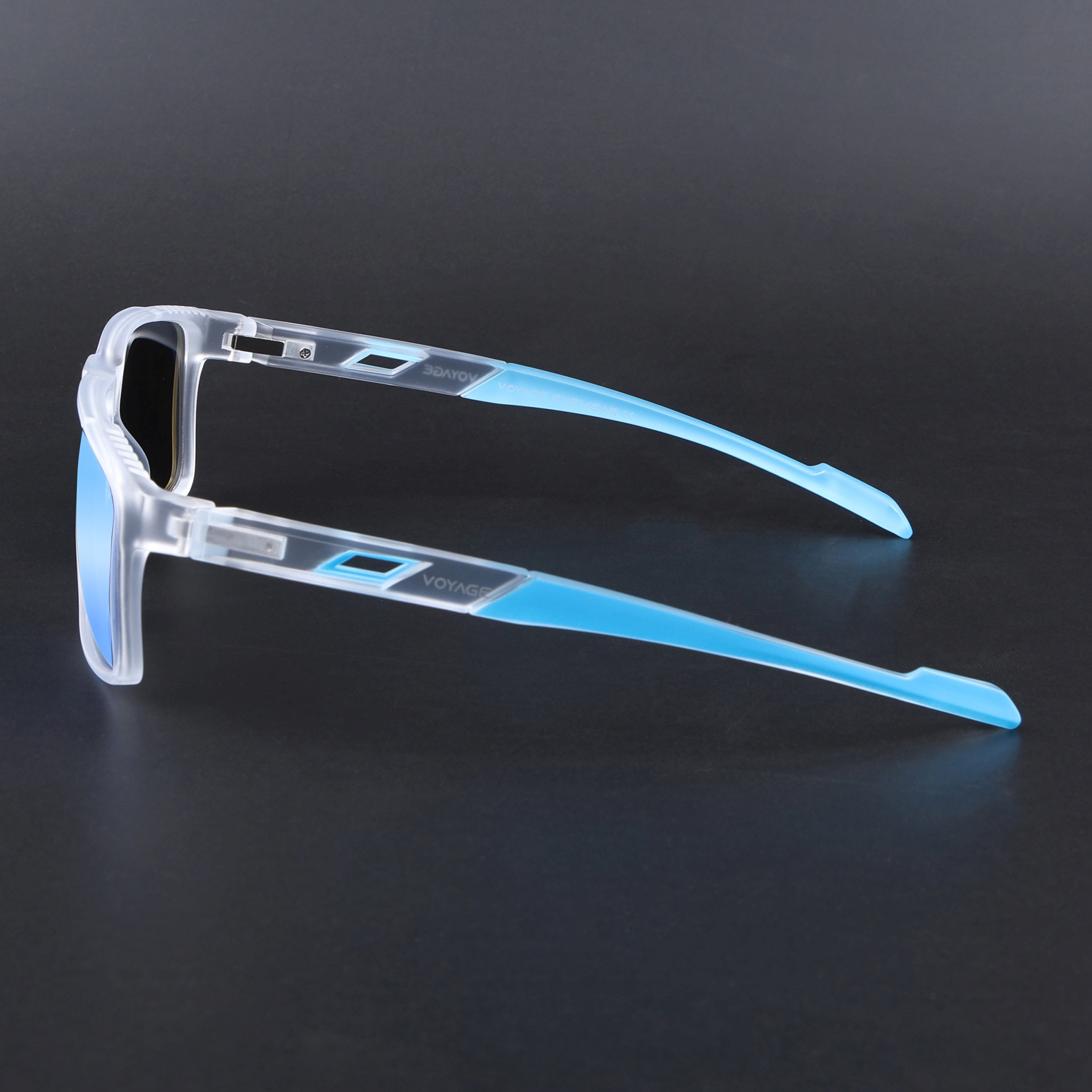 Wayfarer Polarized Sunglasses | Blue Lens | Transparent Frame - PMG6787