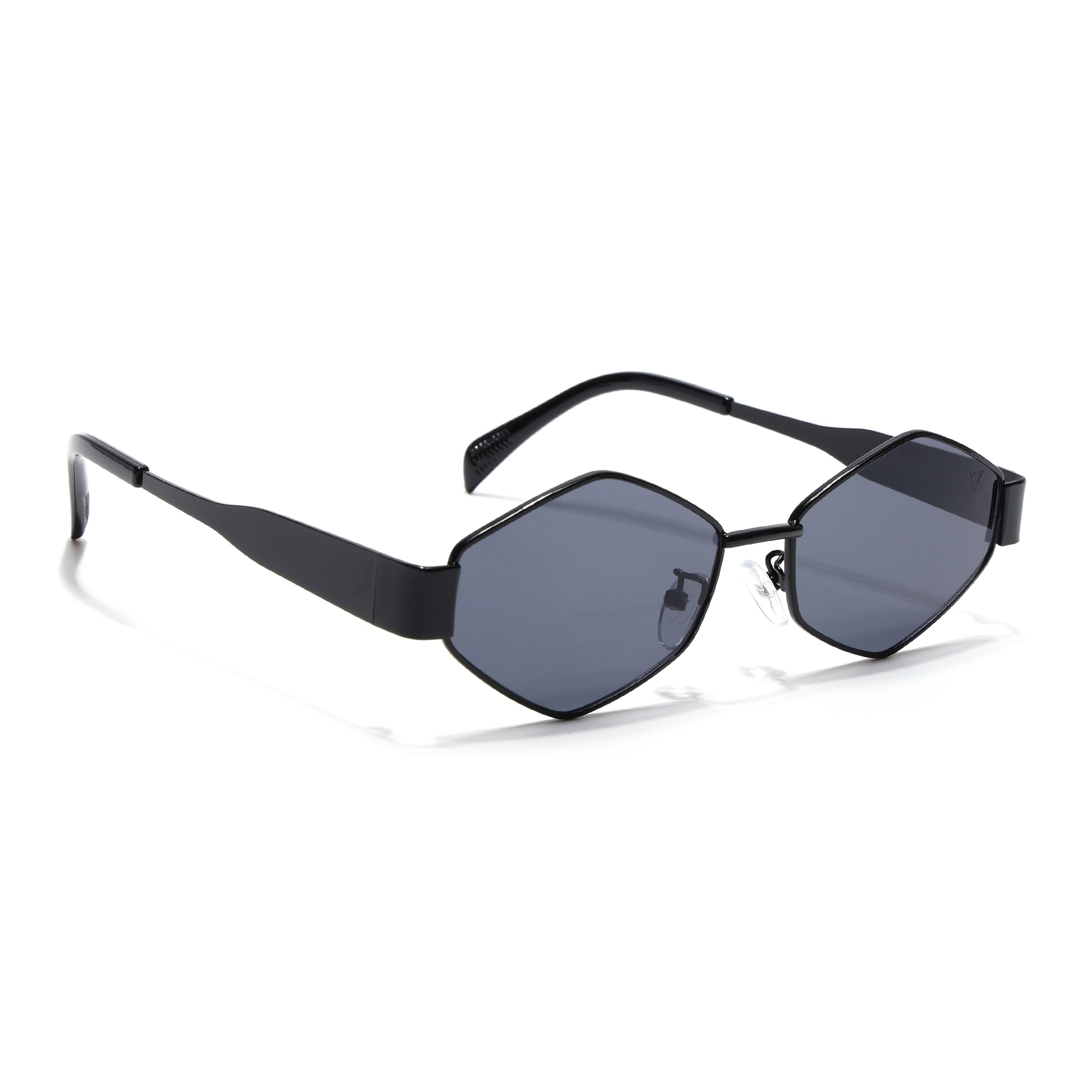Voyage Hexagon Sunglasses for Men & Women (Black Lens | Black Frame - MG7390)
