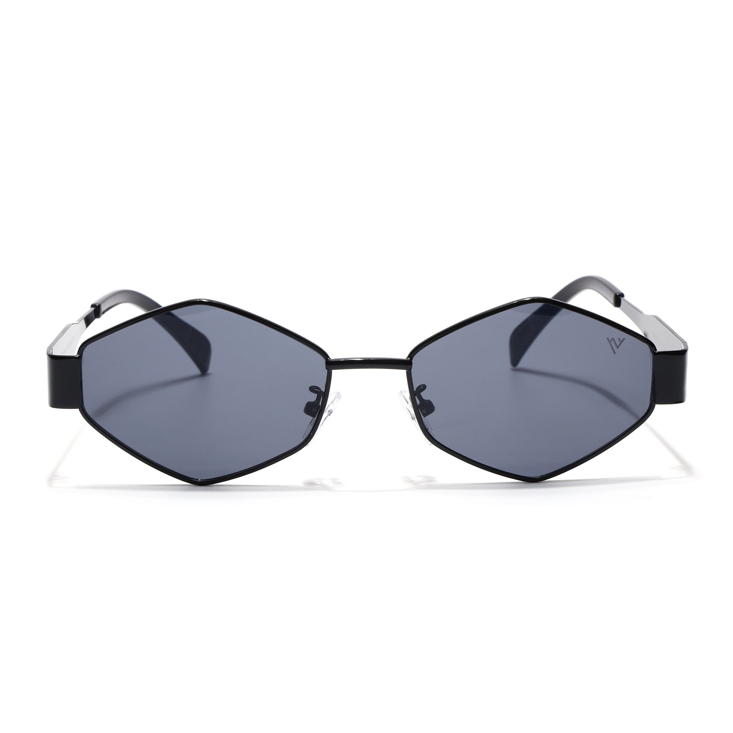 Voyage Hexagon Sunglasses for Men & Women (Black Lens | Black Frame - MG7390)