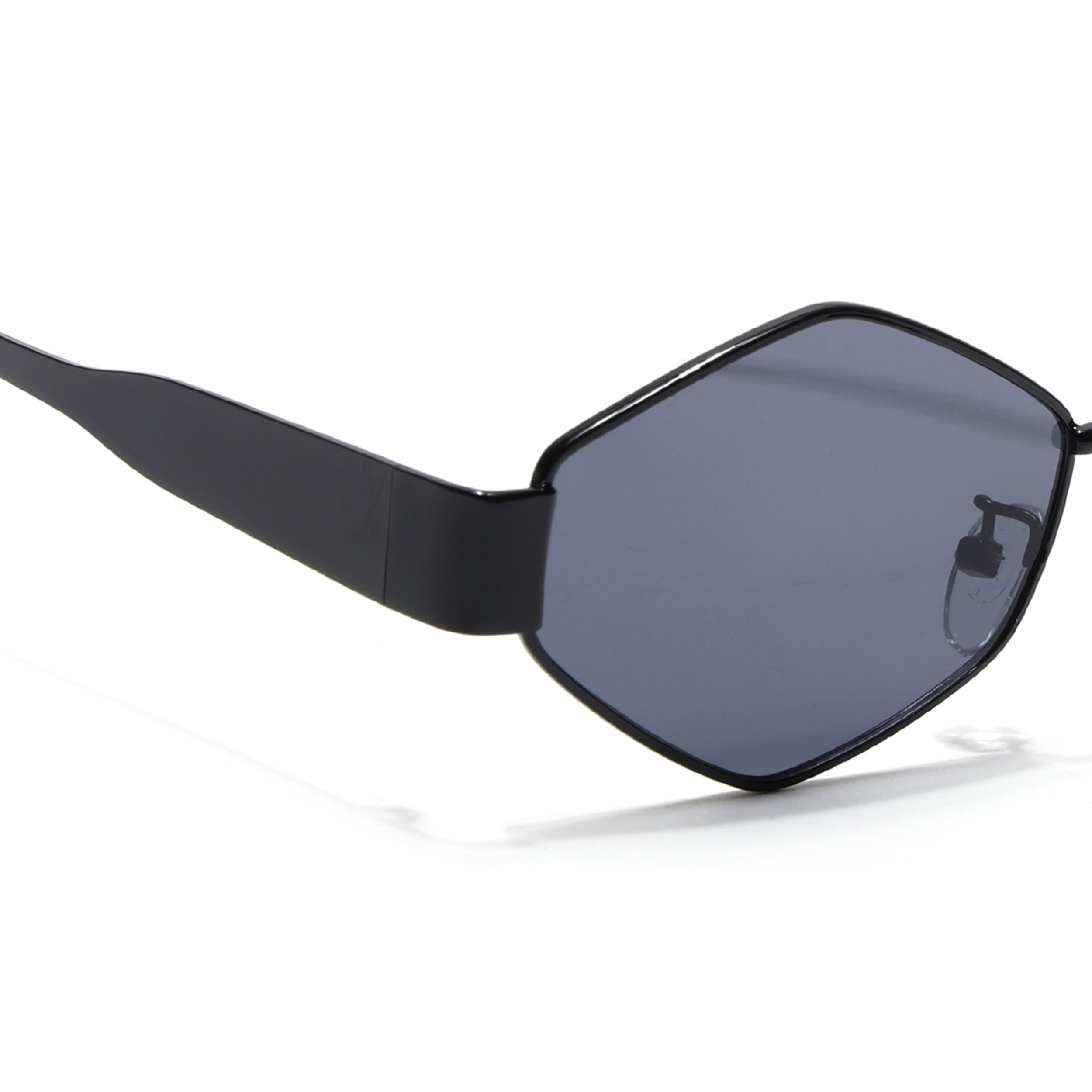 Voyage Hexagon Sunglasses for Men & Women (Black Lens | Black Frame - MG7390)