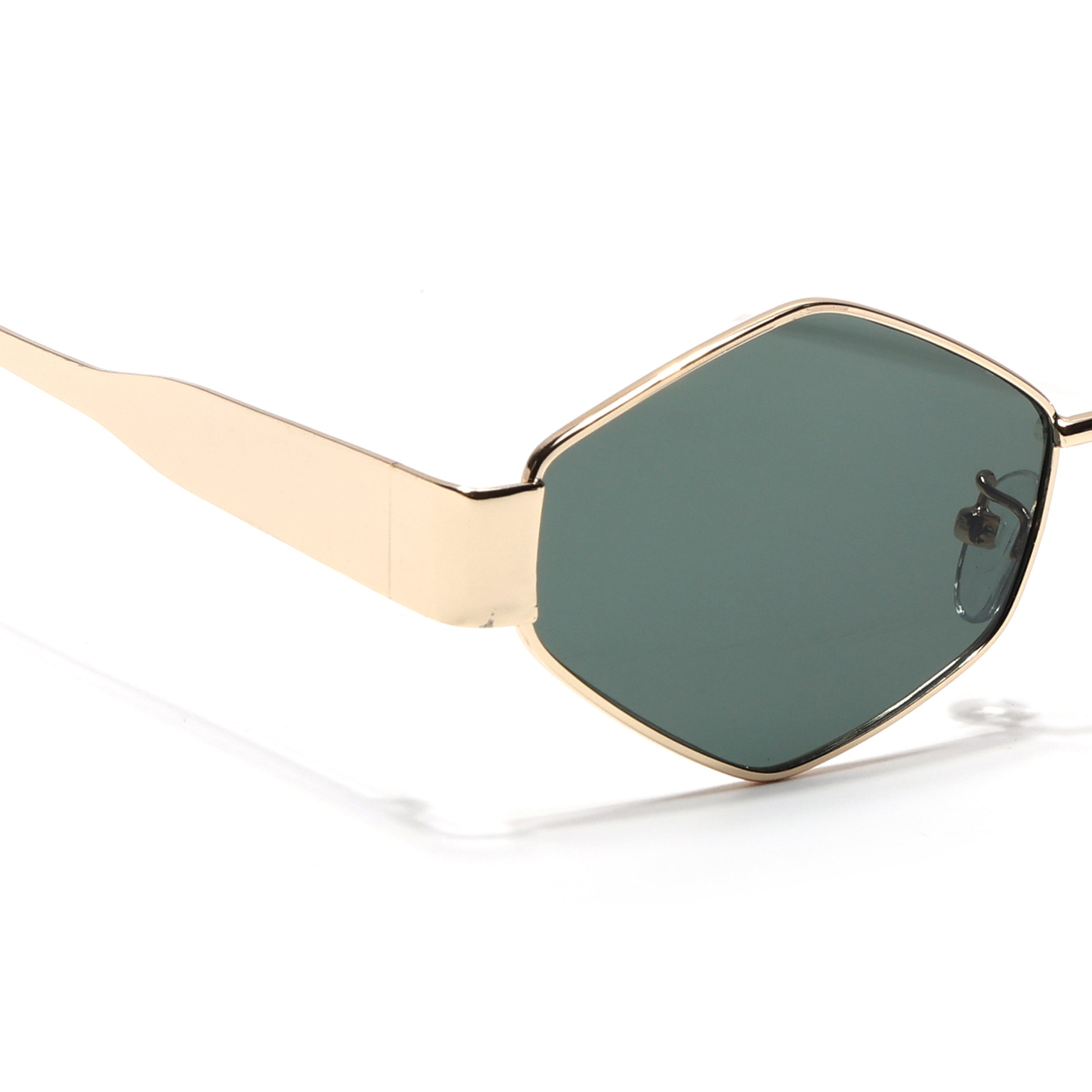 Voyage Hexagon Sunglasses for Men & Women (Green Lens | Golden Frame - MG7392)