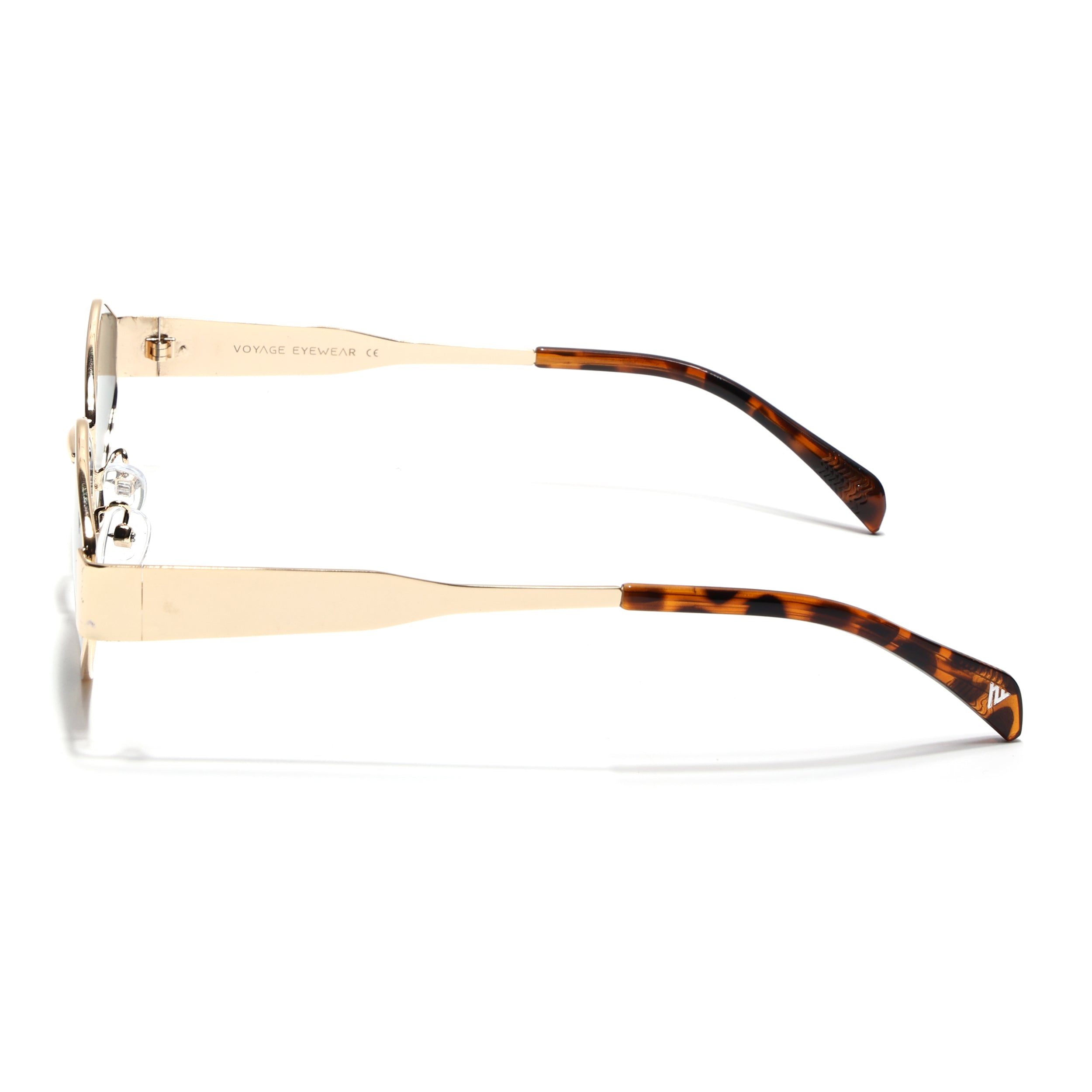 Voyage Hexagon Sunglasses for Men & Women (Green Lens | Golden Frame - MG7392)