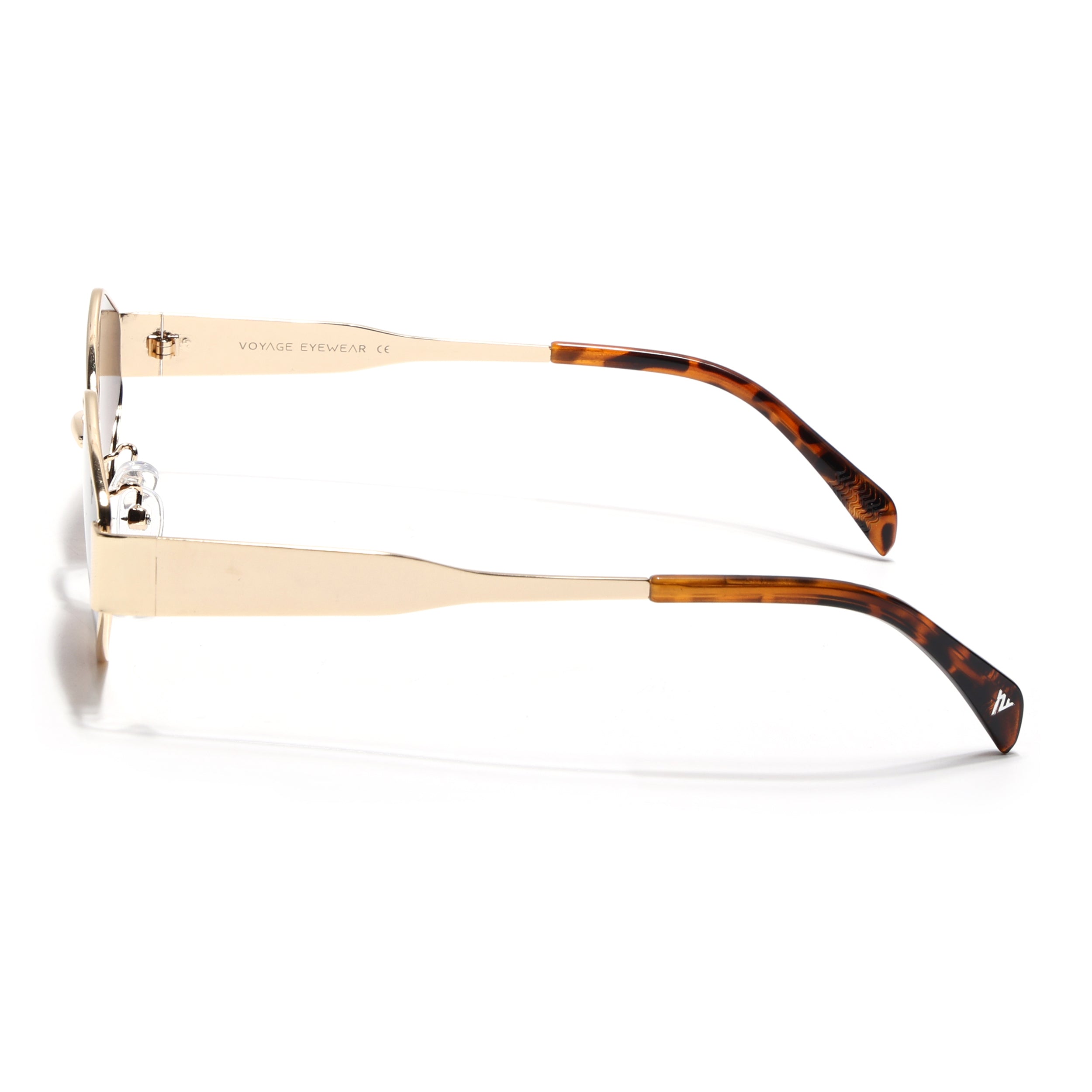 Voyage Hexagon Sunglasses for Men & Women (Brown Lens | Golden Frame - MG7394)