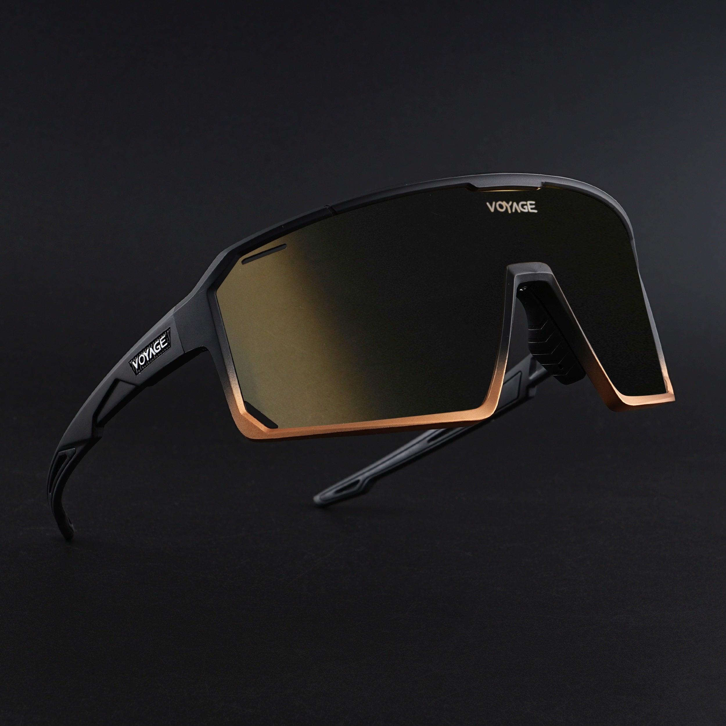 Voyage Select Drift Sunglasses (Golden Lens | Black & Brown Frame - SLMG6262)