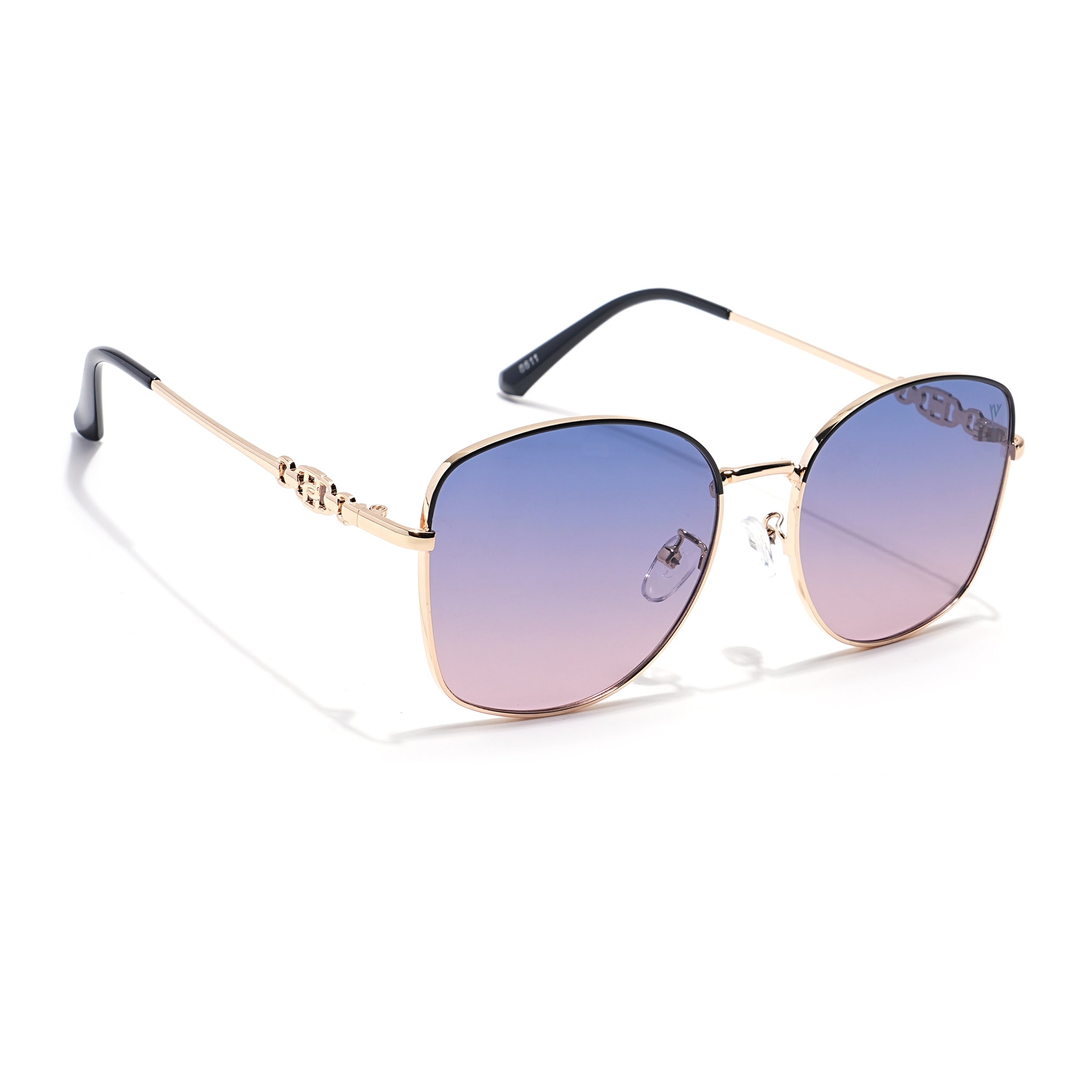 Oversize Sunglasses (Grey & Pink Lens | Golden Frame - MG6036)