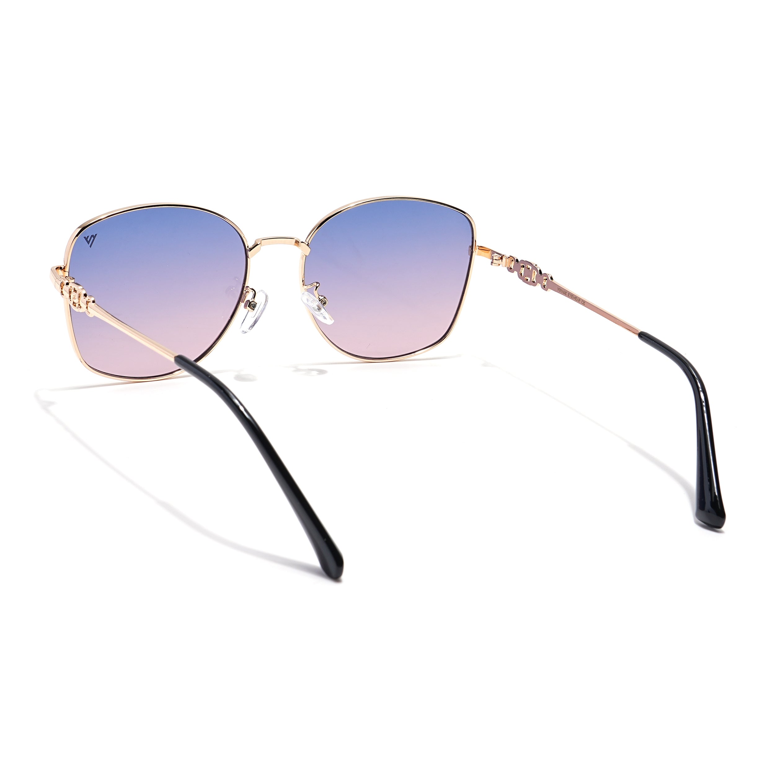 Oversize Sunglasses (Grey & Pink Lens | Golden Frame - MG6036)