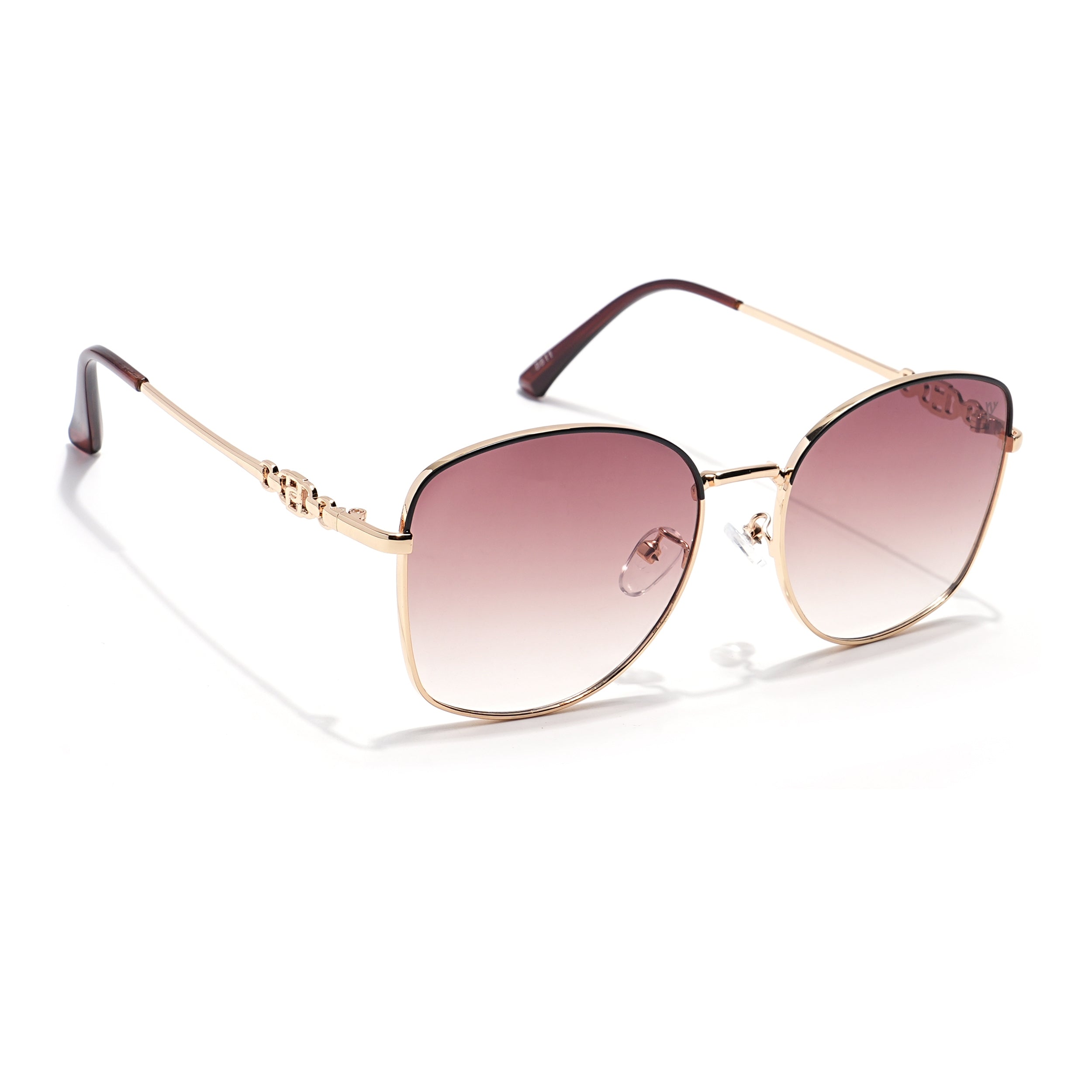 Oversize Sunglasses (Brown & Clear Lens | Golden Frame - MG6037)