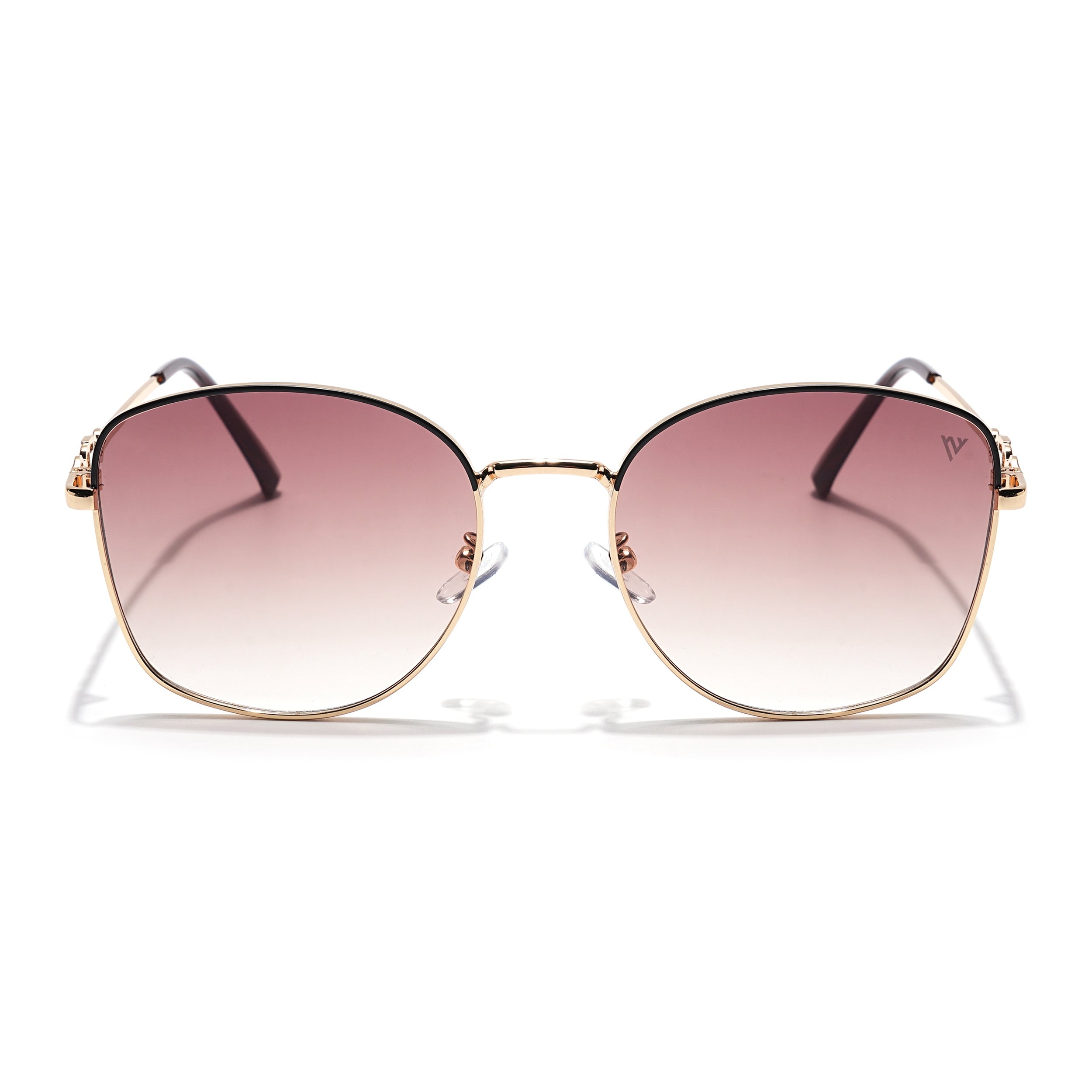 Oversize Sunglasses (Brown & Clear Lens | Golden Frame - MG6037)