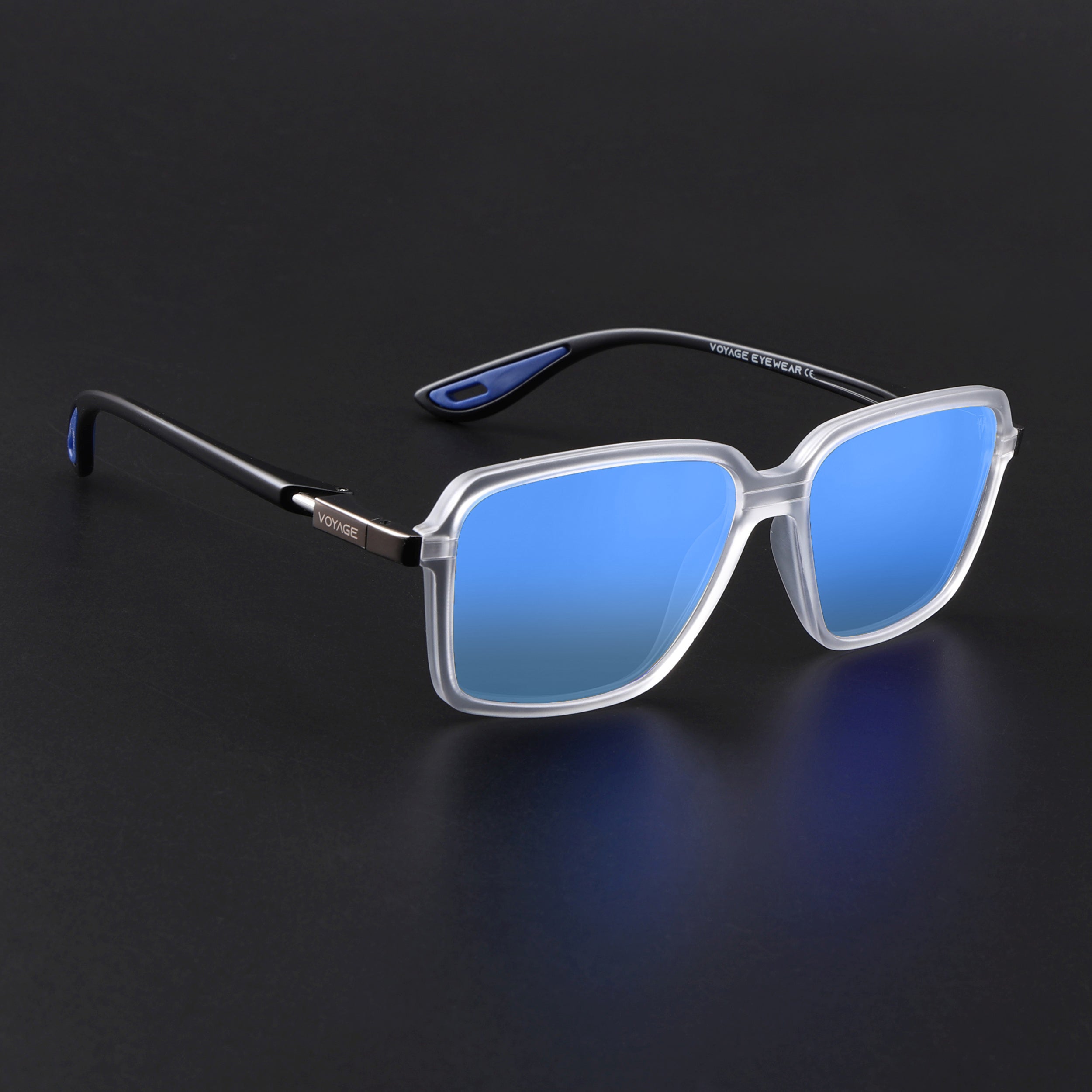 Hydra | Aqua Blue Reflector Polarized Square Sunglasses | PMG6659