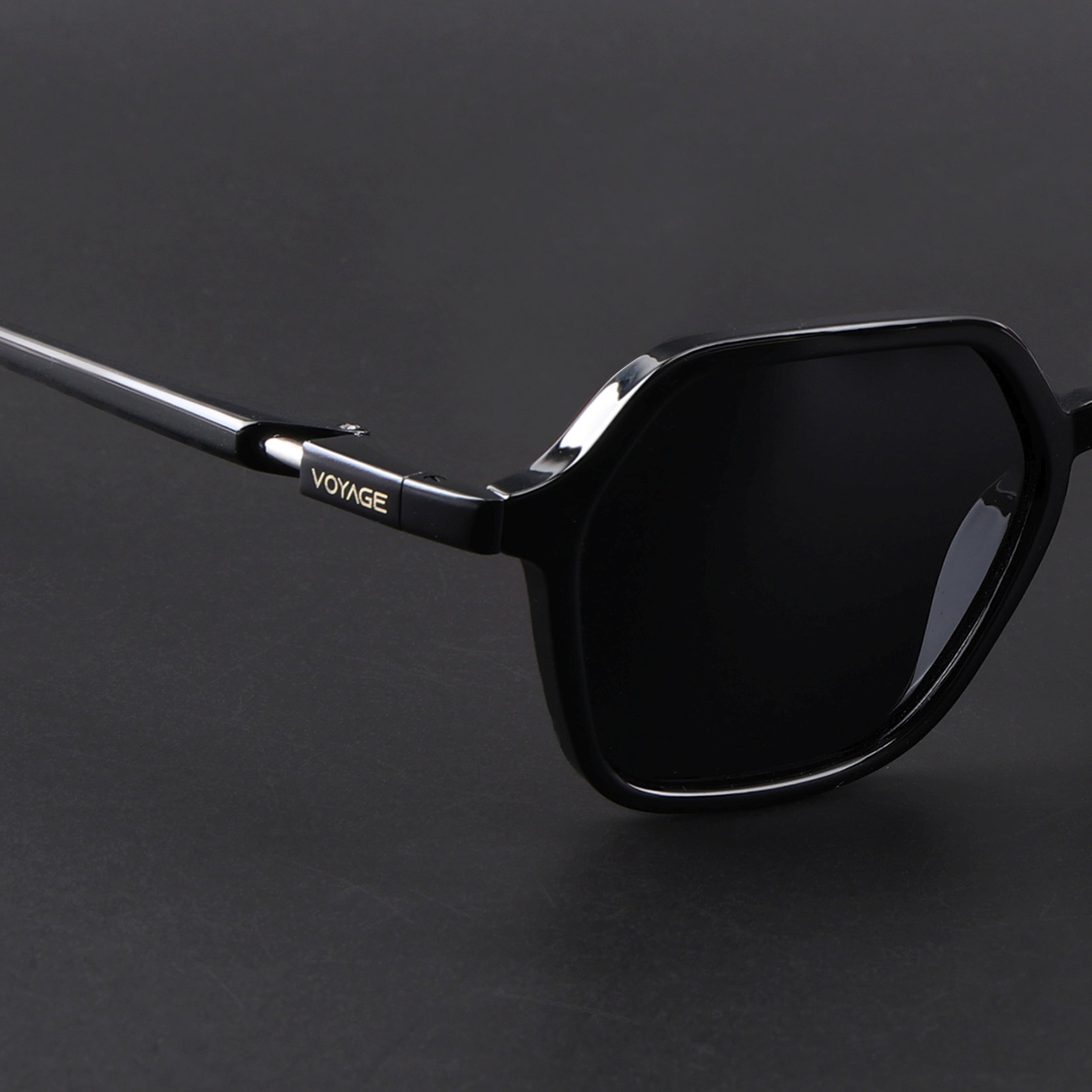 EdgeX | Shine Black Polarized Hexagon Sunglasses | PMG6639