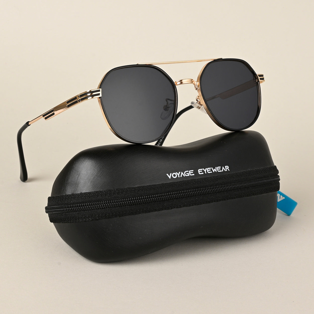 Voyage Black Round Sunglasses for Men & Women (8950MG4332)