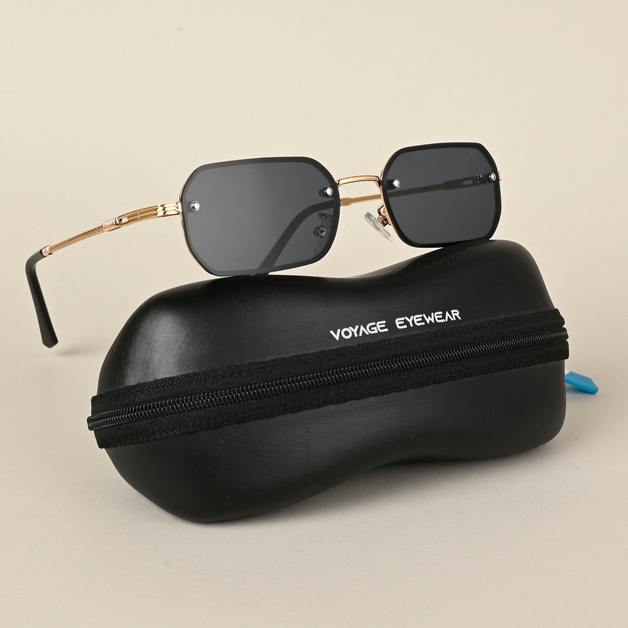 Voyage Black Rectangle Sunglasses for Men & Women MG4321
