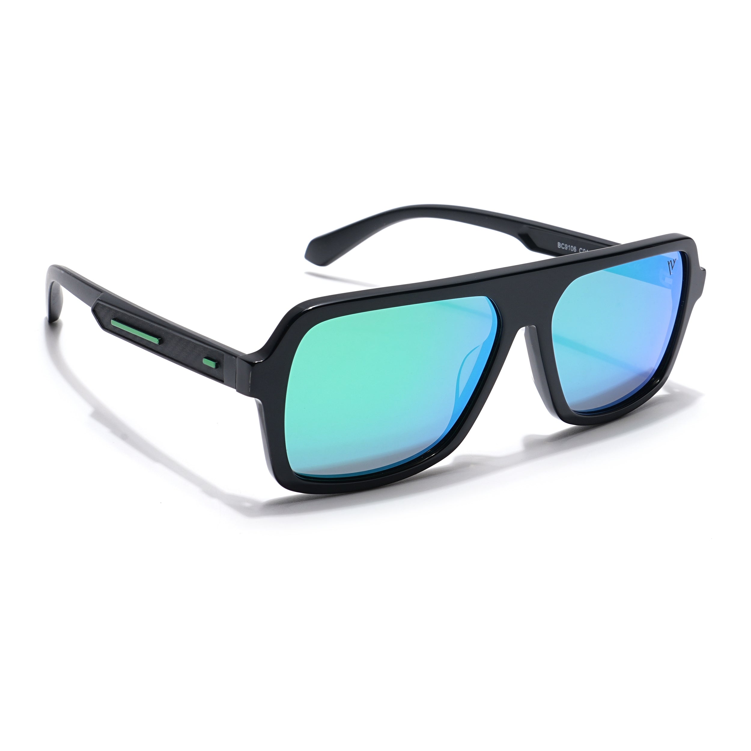 Voyage Select Square Sunglasses (Green Lens | Black Frame - SLPMG6207)