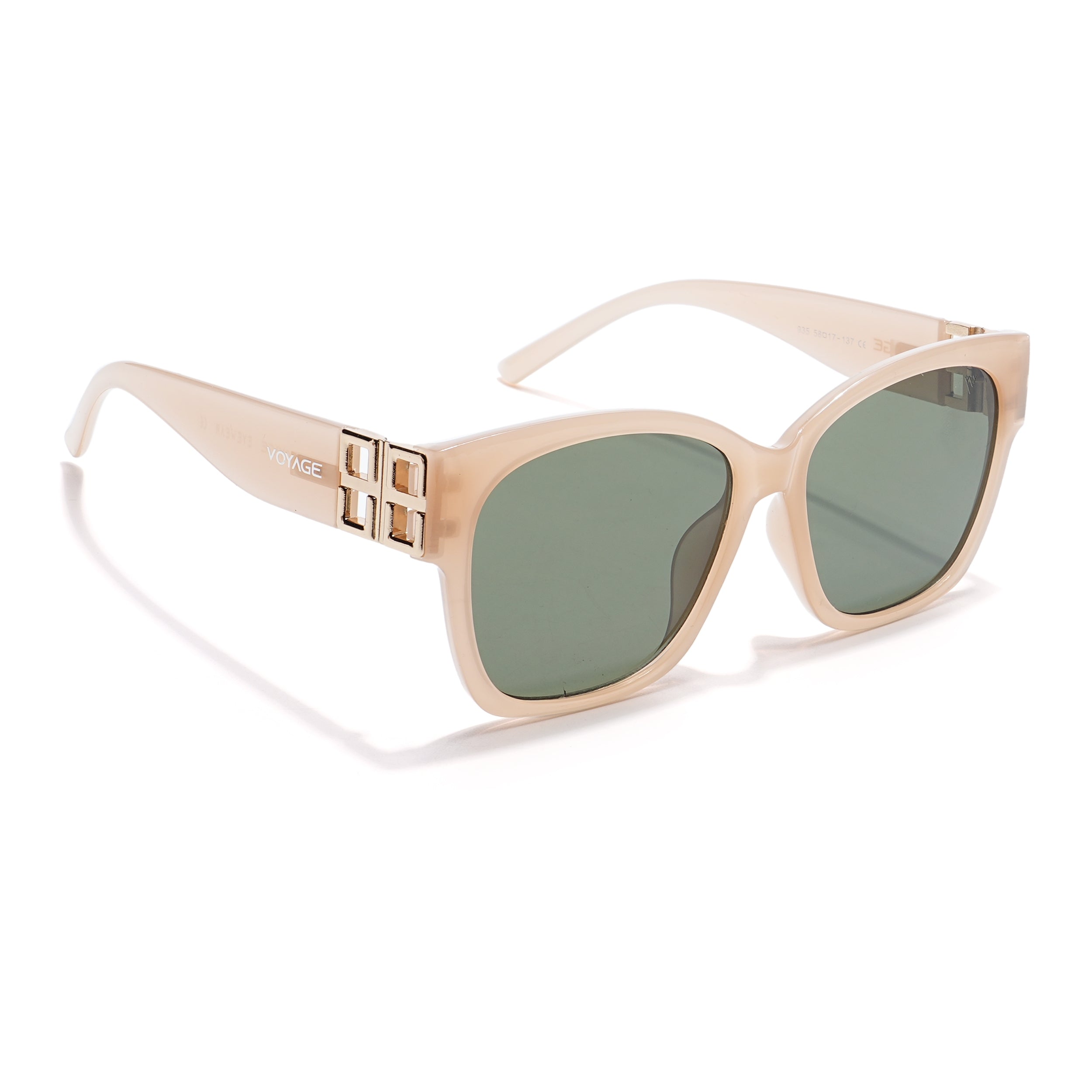 Over Size Sunglasses (Green Lens | Nude Frame - MG5812)