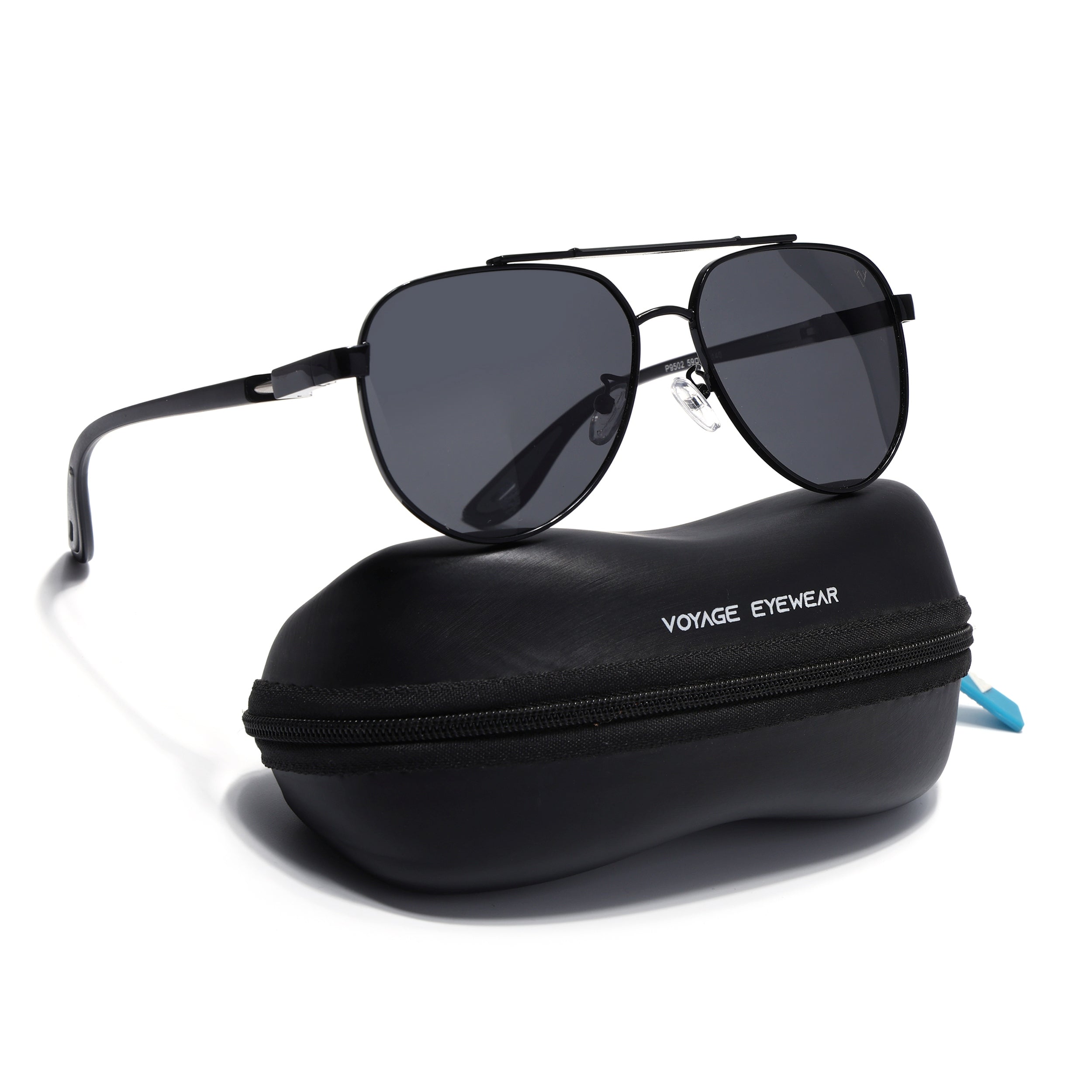 Sukhoi | Black Aviator Polarized Sunglasses for Men & Women | Black Lens - PMG7138