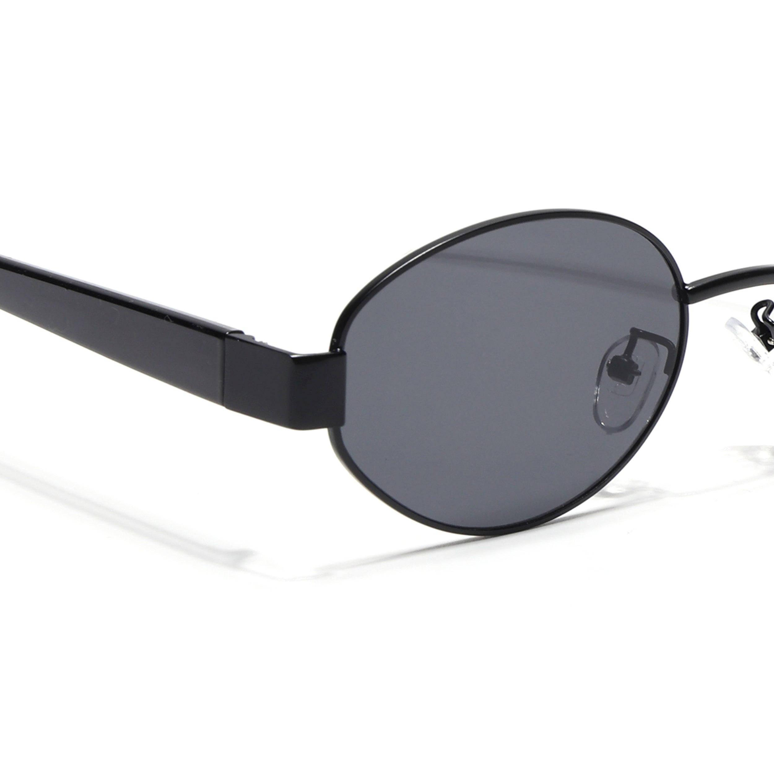 Sable | Oval Sunglasses for Men & Women (Black Lens | Black Frame - MG6893)