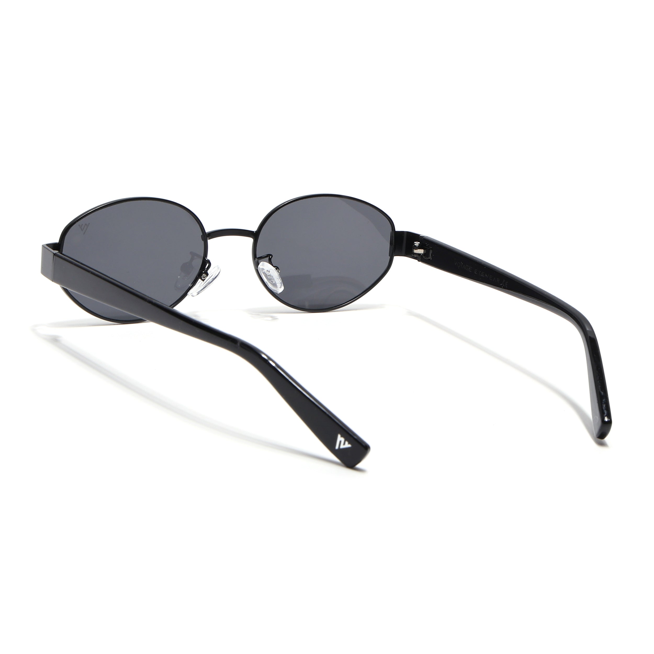 Sable | Oval Sunglasses for Men & Women (Black Lens | Black Frame - MG6893)