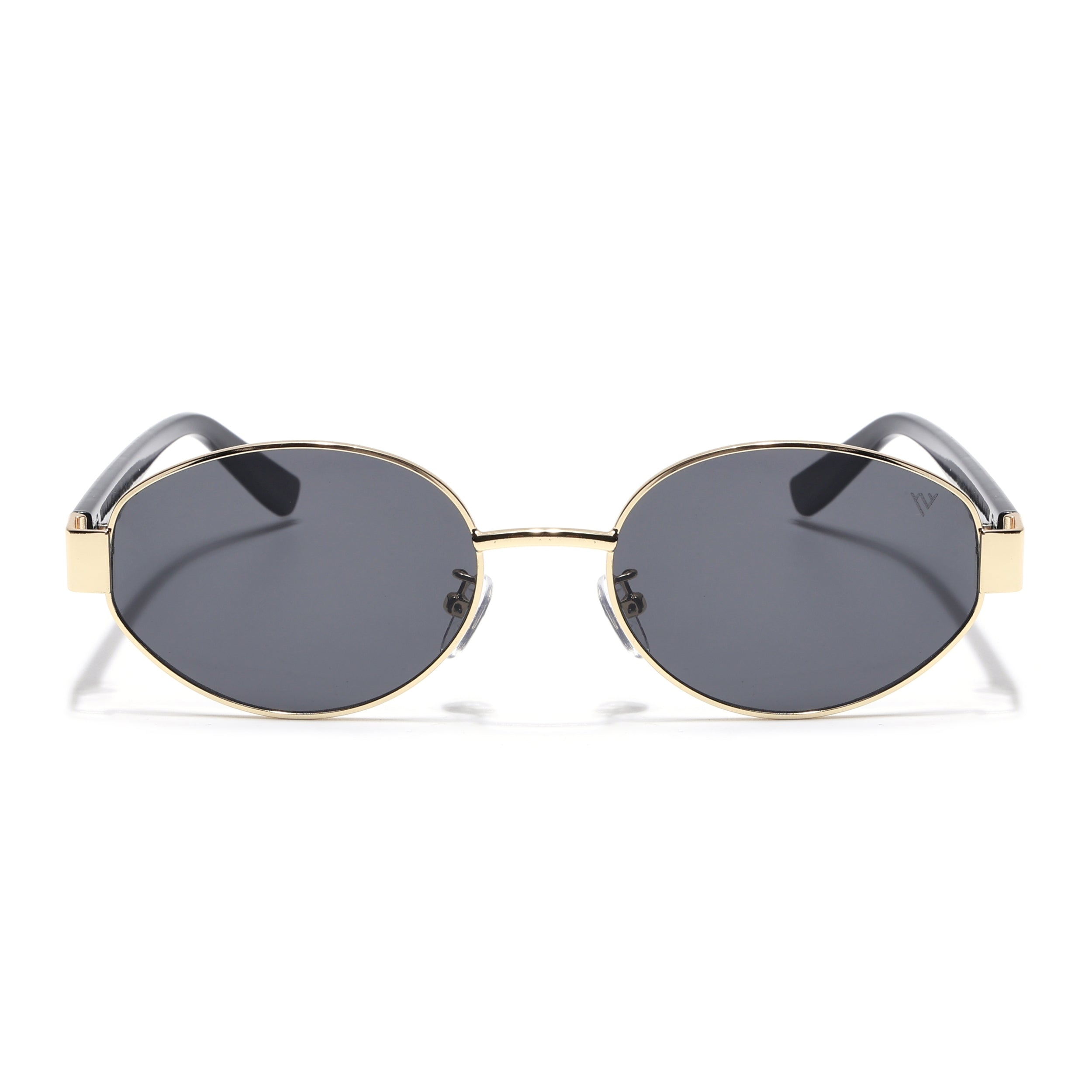 Sable | Golden Oval Sunglasses for Men & Women | Black Lens - MG6894
