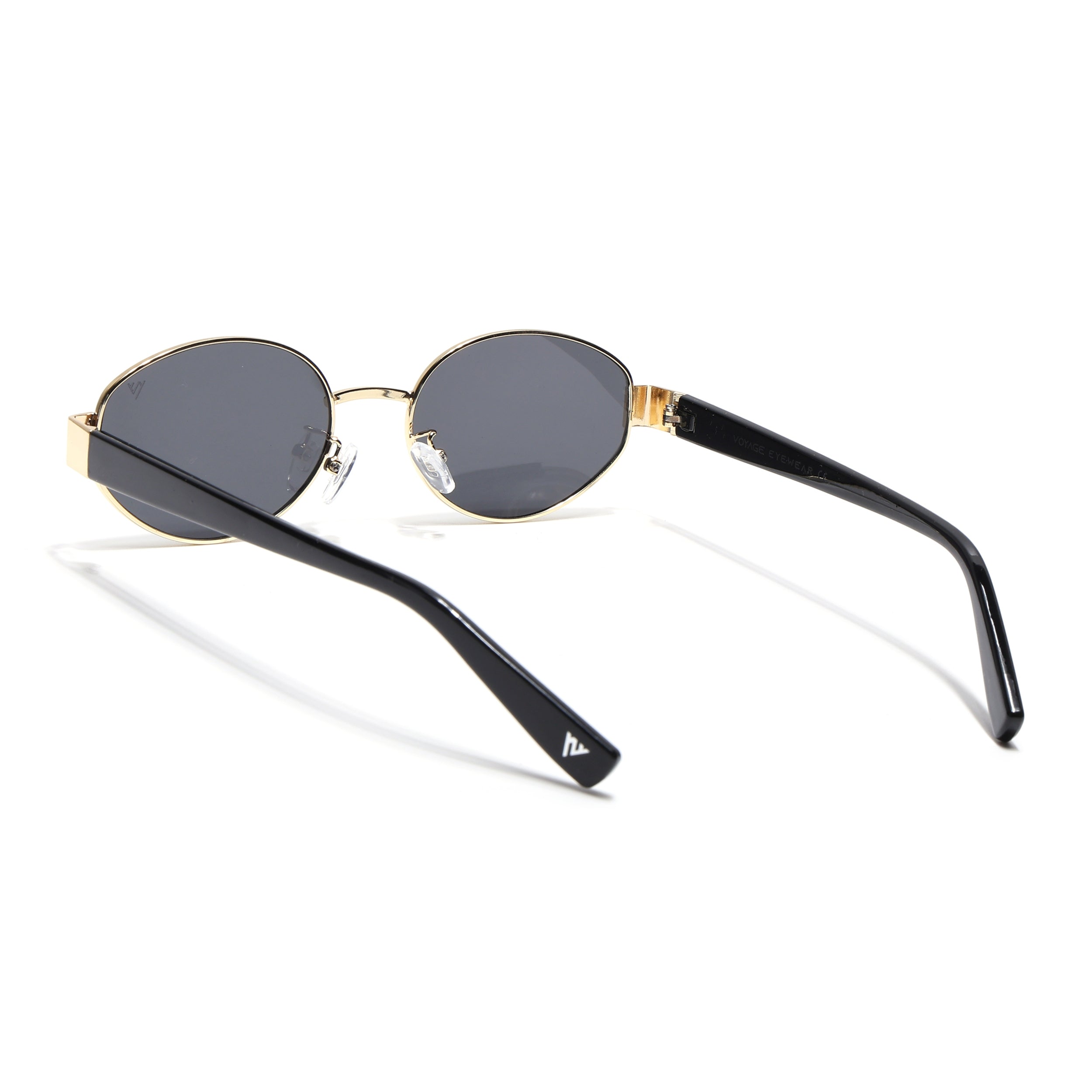 Sable | Golden Oval Sunglasses for Men & Women | Black Lens - MG6894