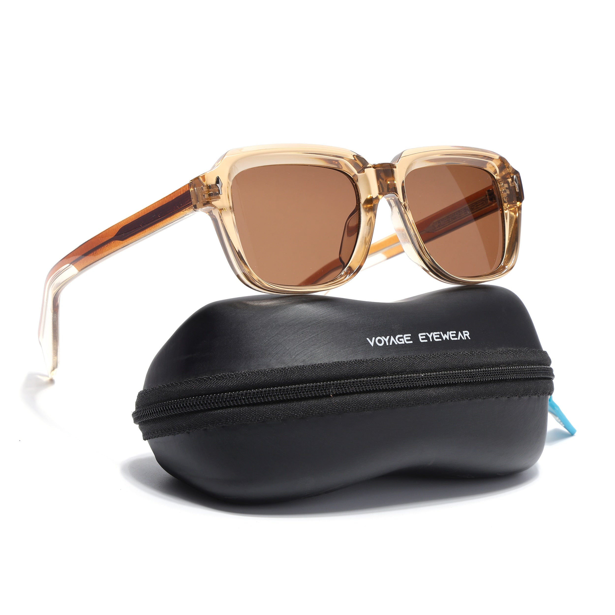 Square Sunglasses for Men & Women (Brown Lens | Brown Frame - SLMG7242)