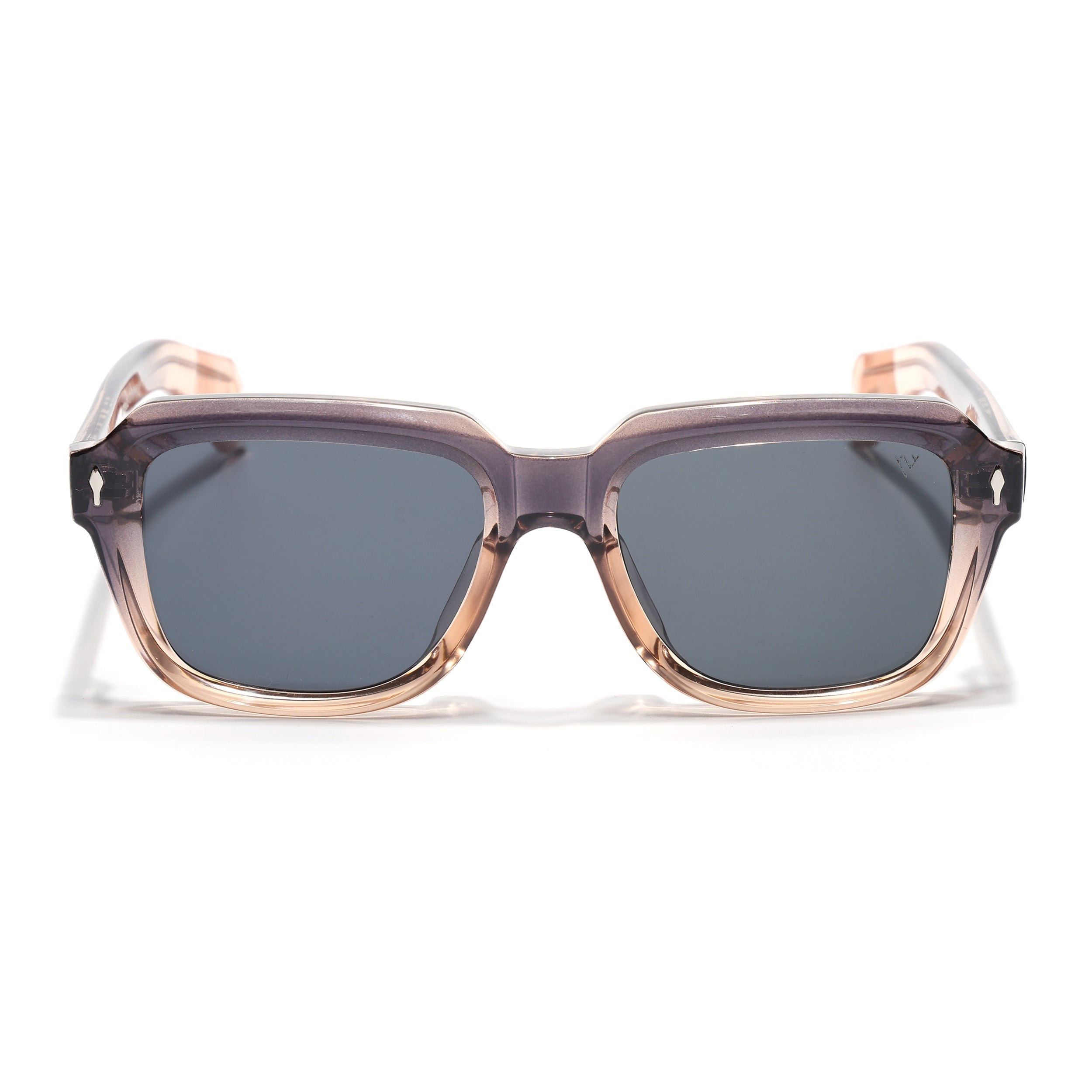 Square Sunglasses for Men & Women (Grey Lens | Purple & Brown Frame - SLMG7243)