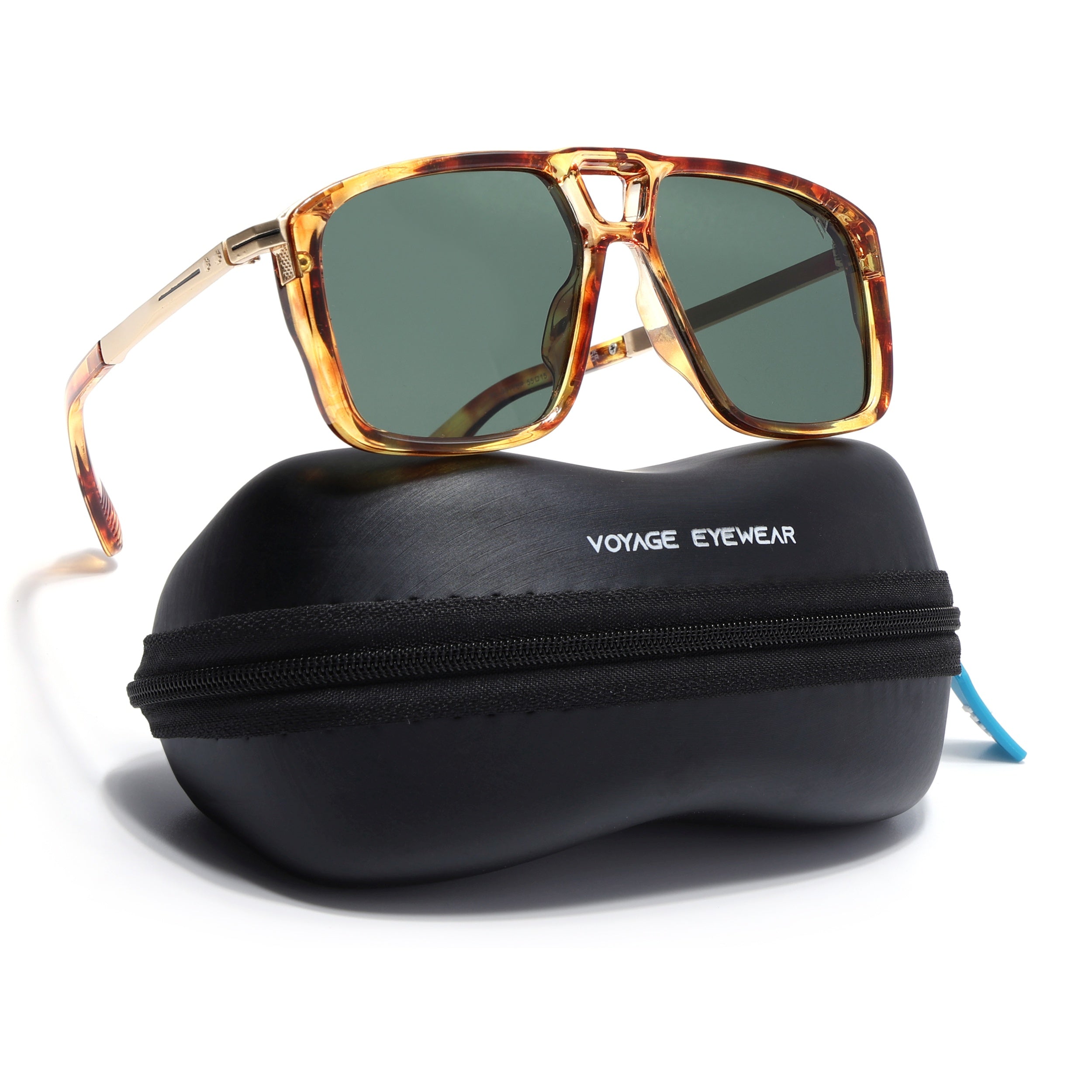 Rebel | Dami Brown Wayfarer Polarized Sunglasses | Green Lens - PMG6631