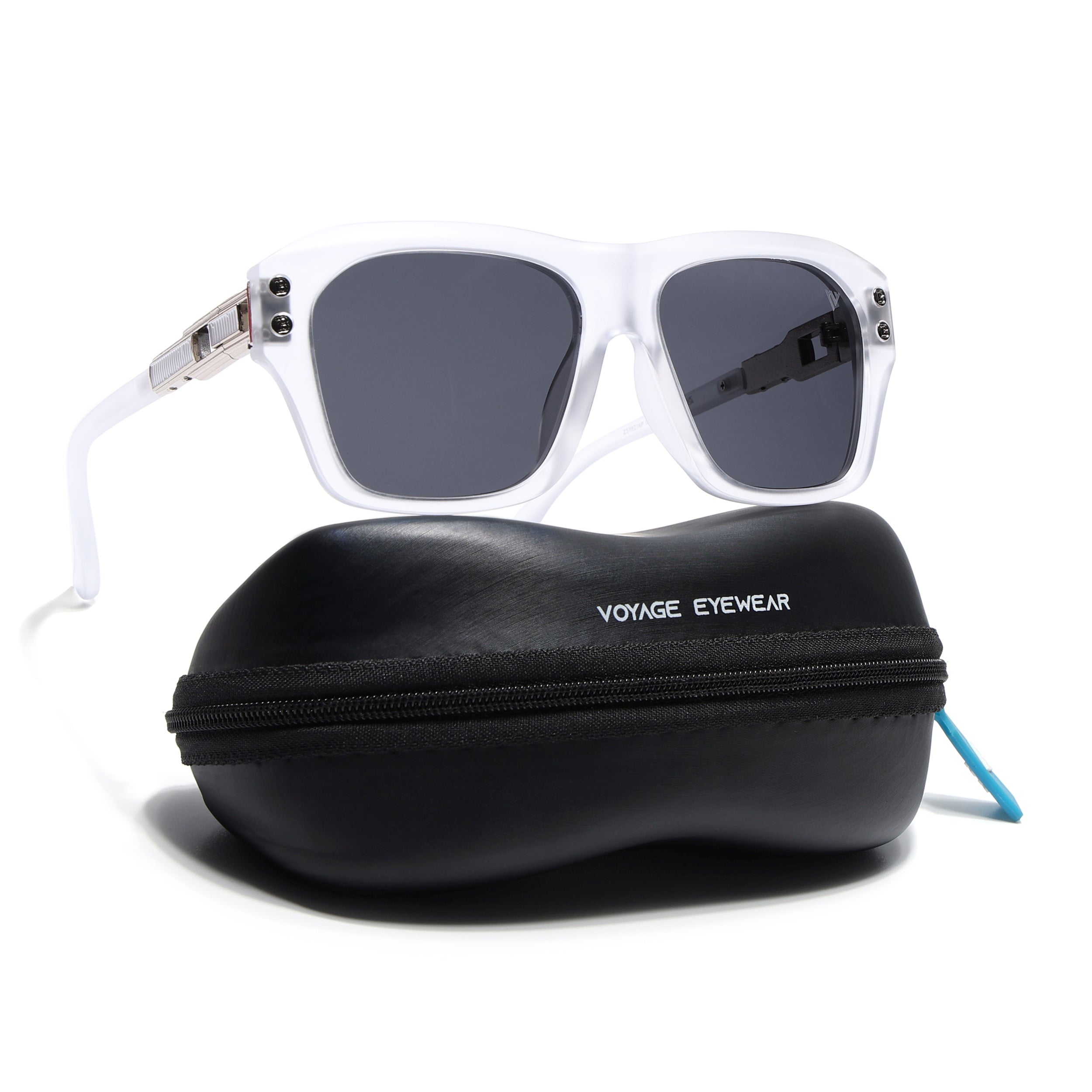 Carbon | Transparent Wayfarer Polarized Sunglasses | Black Lens - PMG6702