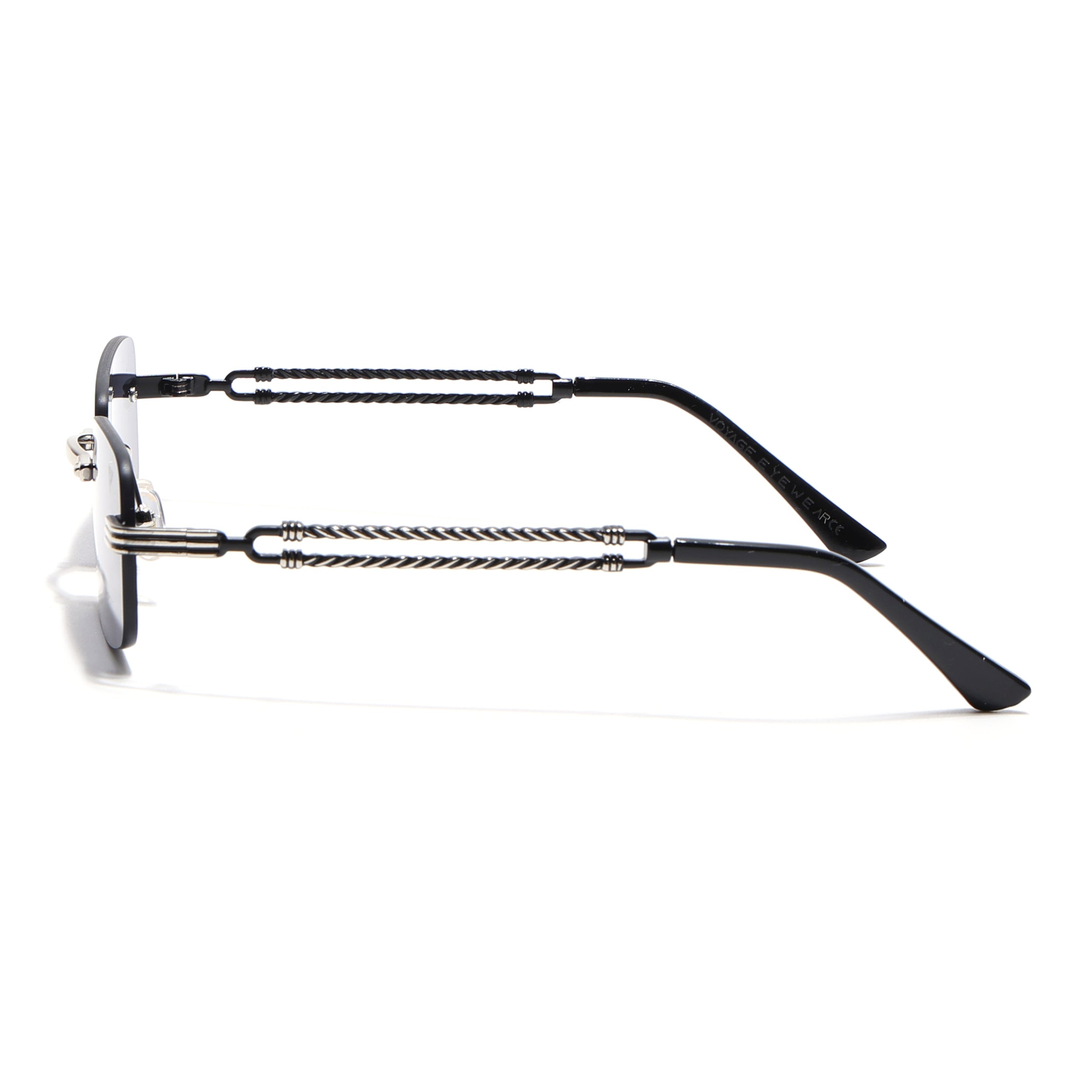 Barrel | Smoked Black Rimless Sunglasses| Silver Frame - MG6660