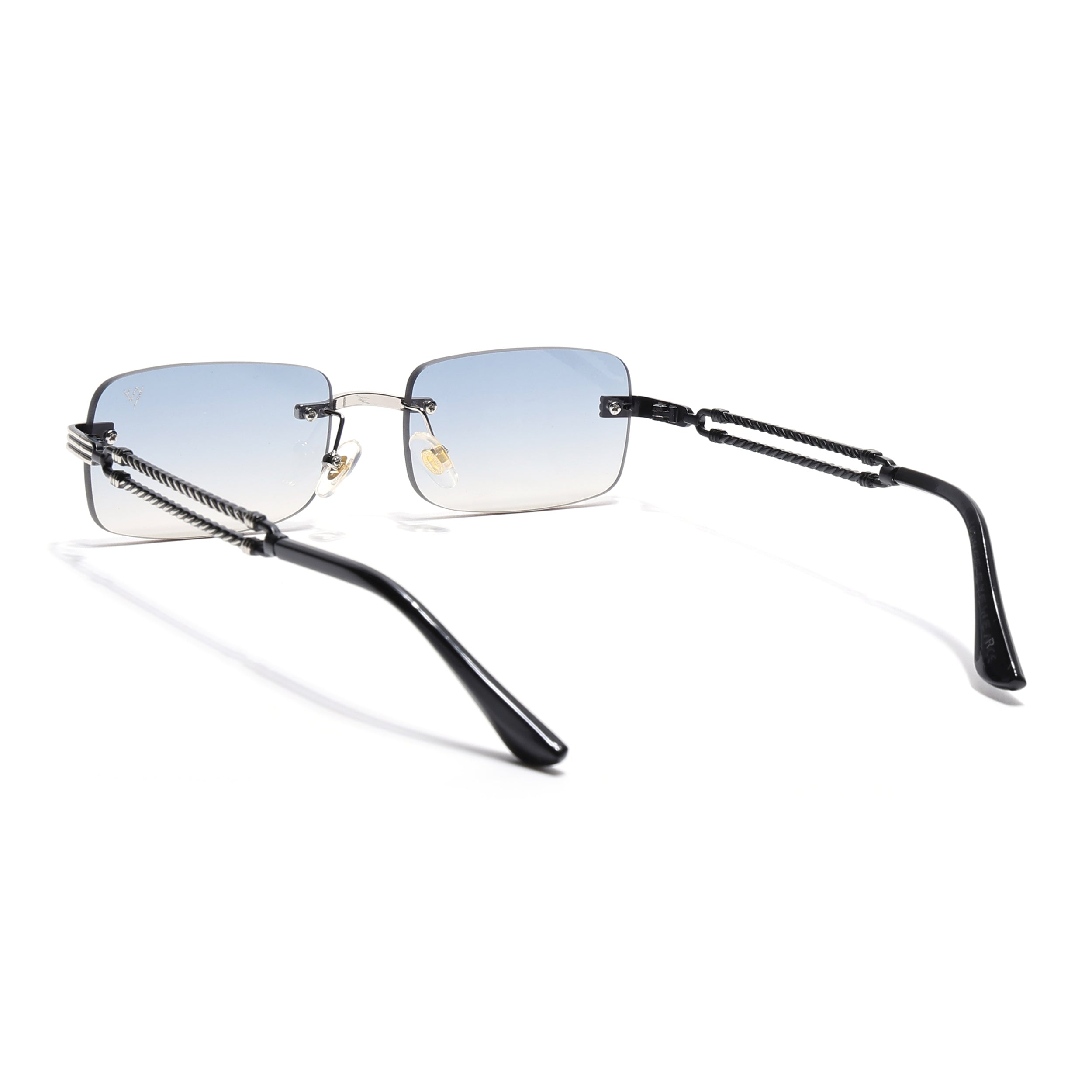 Barrel | Bronze Blue Rimless Sunglasses | Silver Frame - MG6661