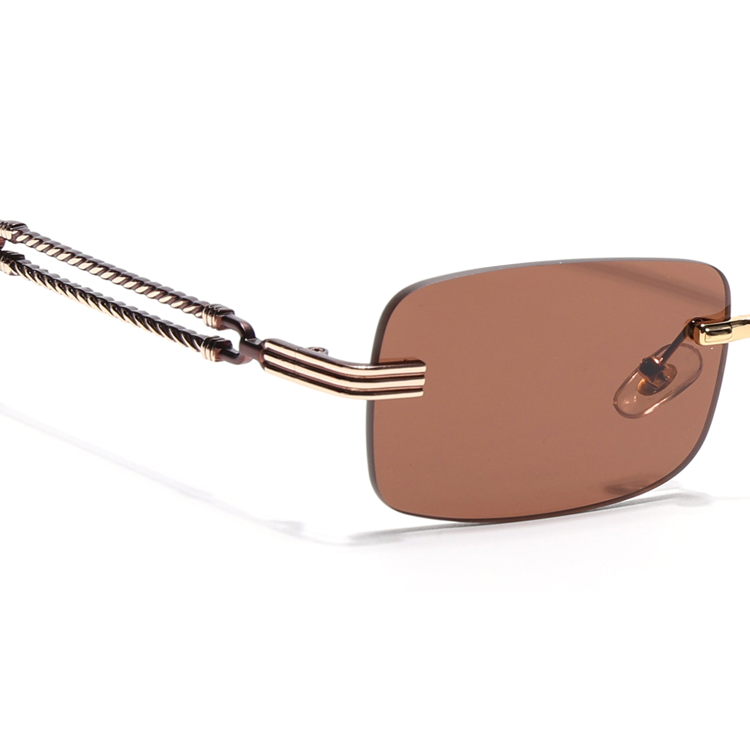 Barrel | Tan Brown Rimless Sunglasses | Golden Frame - MG6663