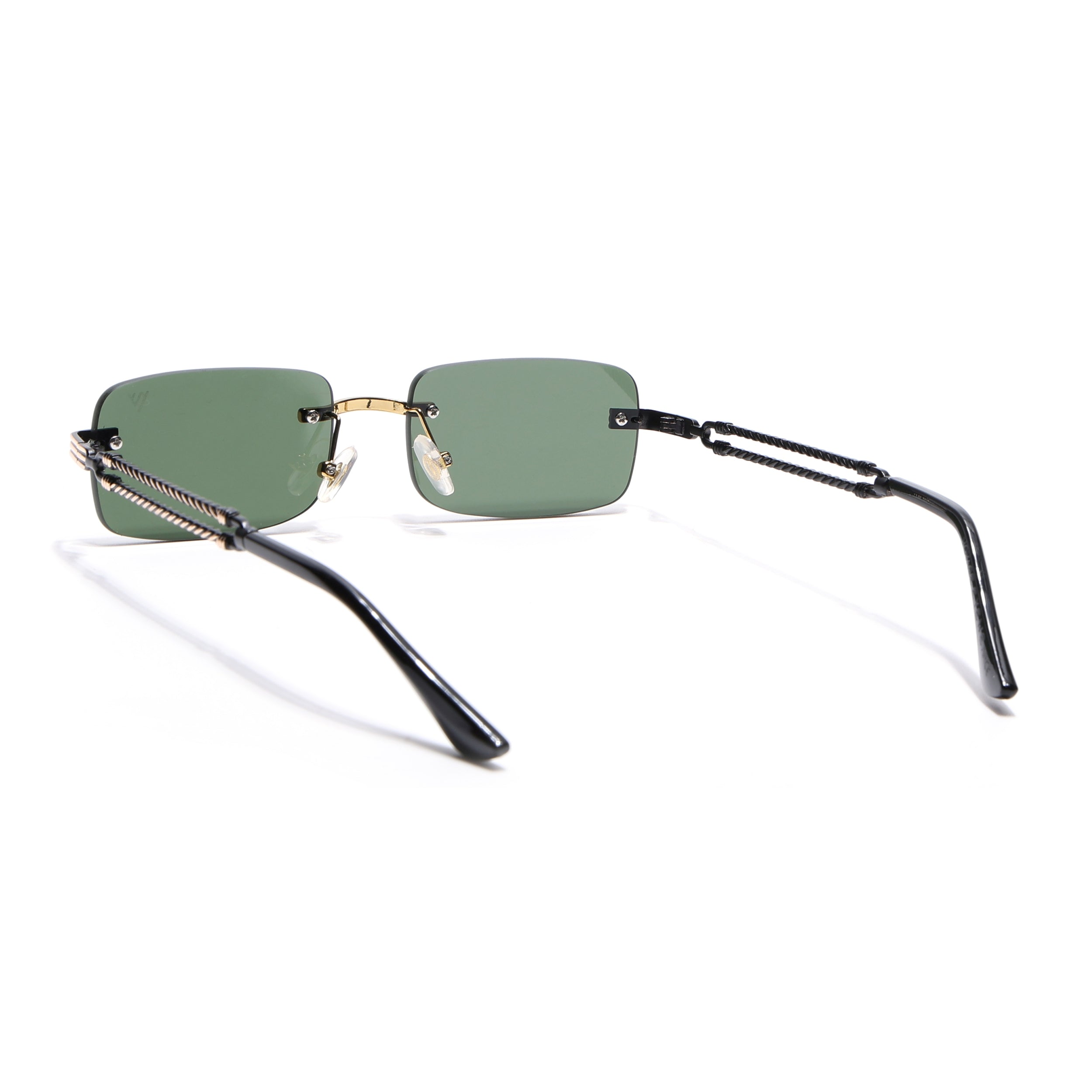 Barrel | Emerland Green Rimless Sunglasses | Golden Frame - MG6665