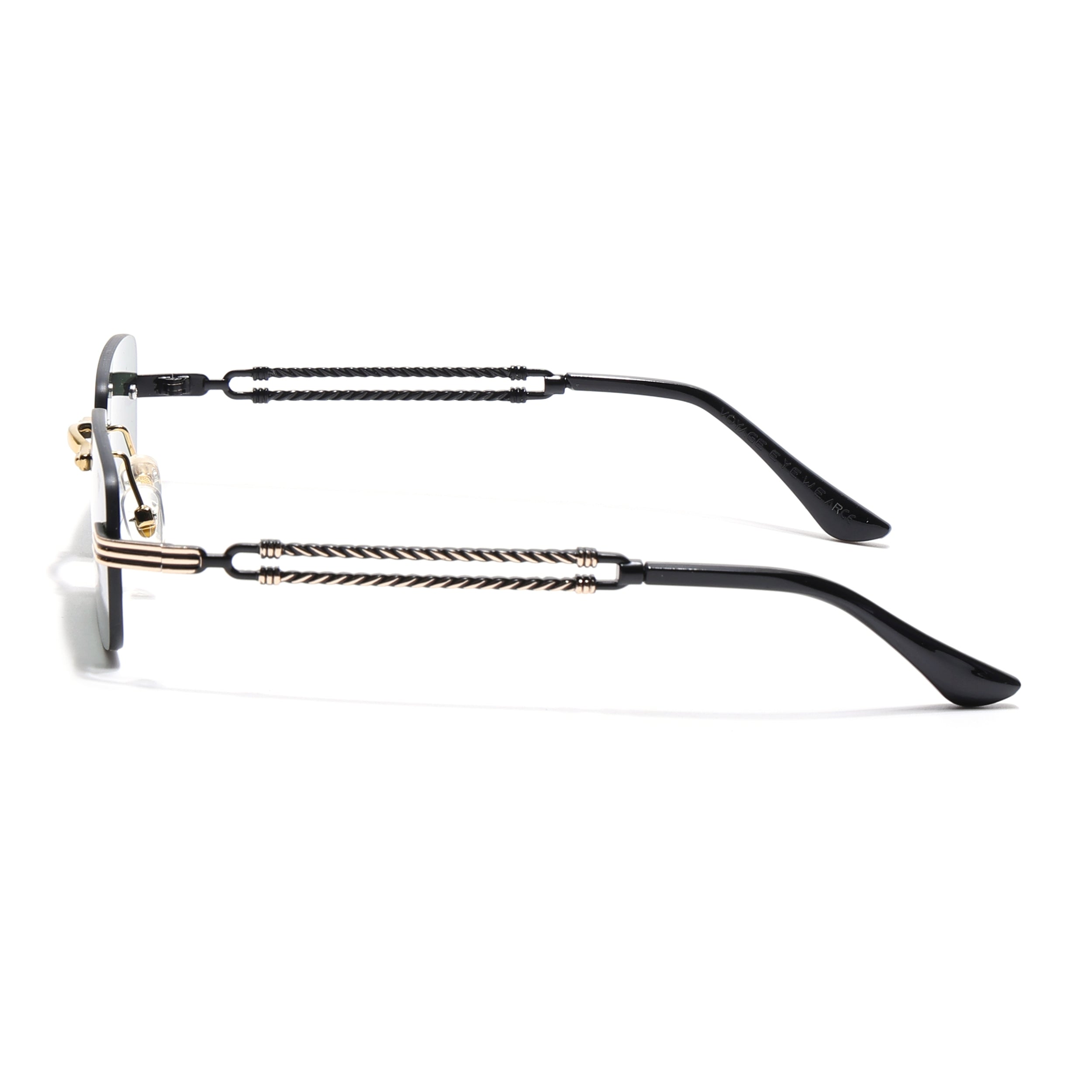 Barrel | Emerland Green Rimless Sunglasses | Golden Frame - MG6665