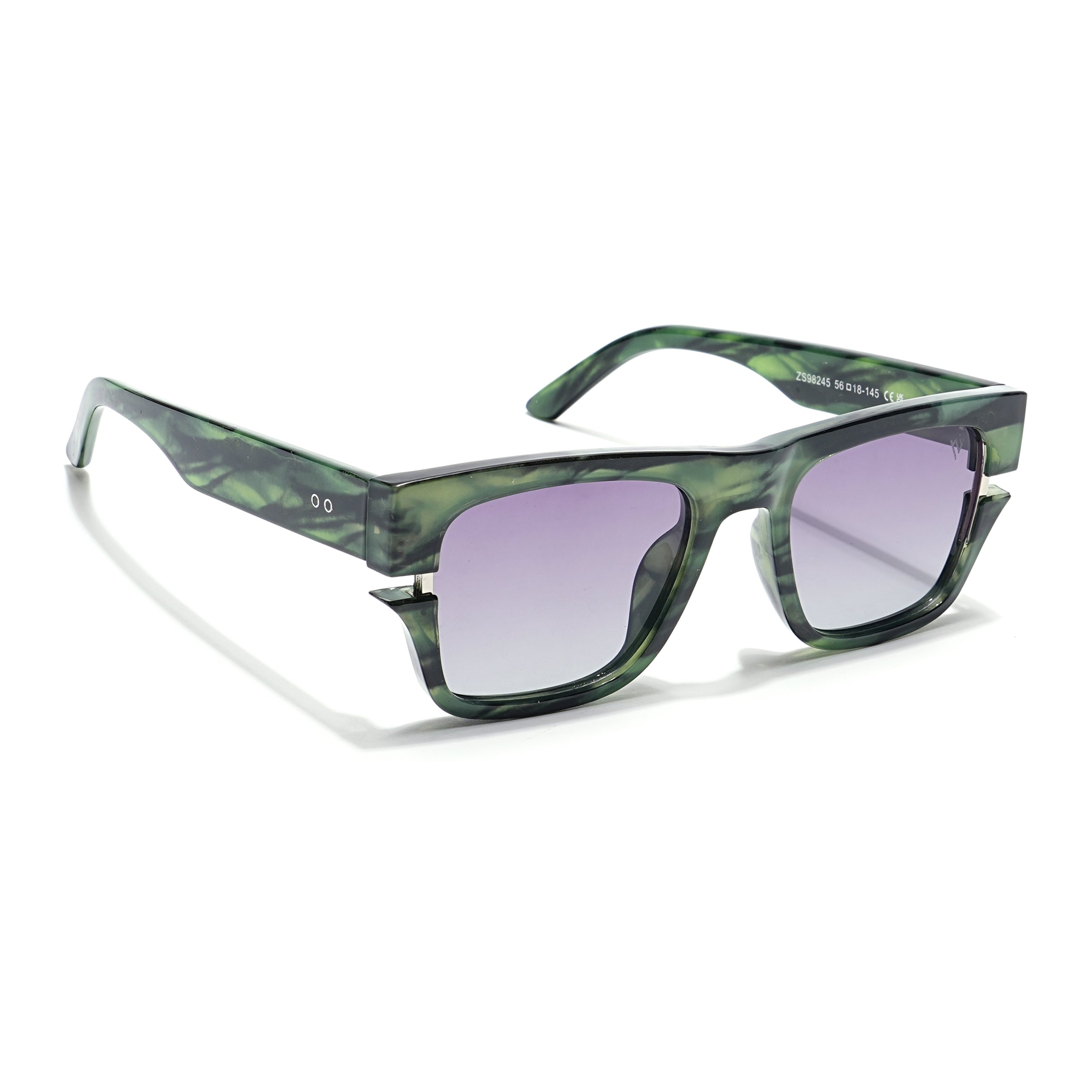 Wayfarer Sunglasses (Grey & Clear Lens | Green & Black Frame - PMG6049)