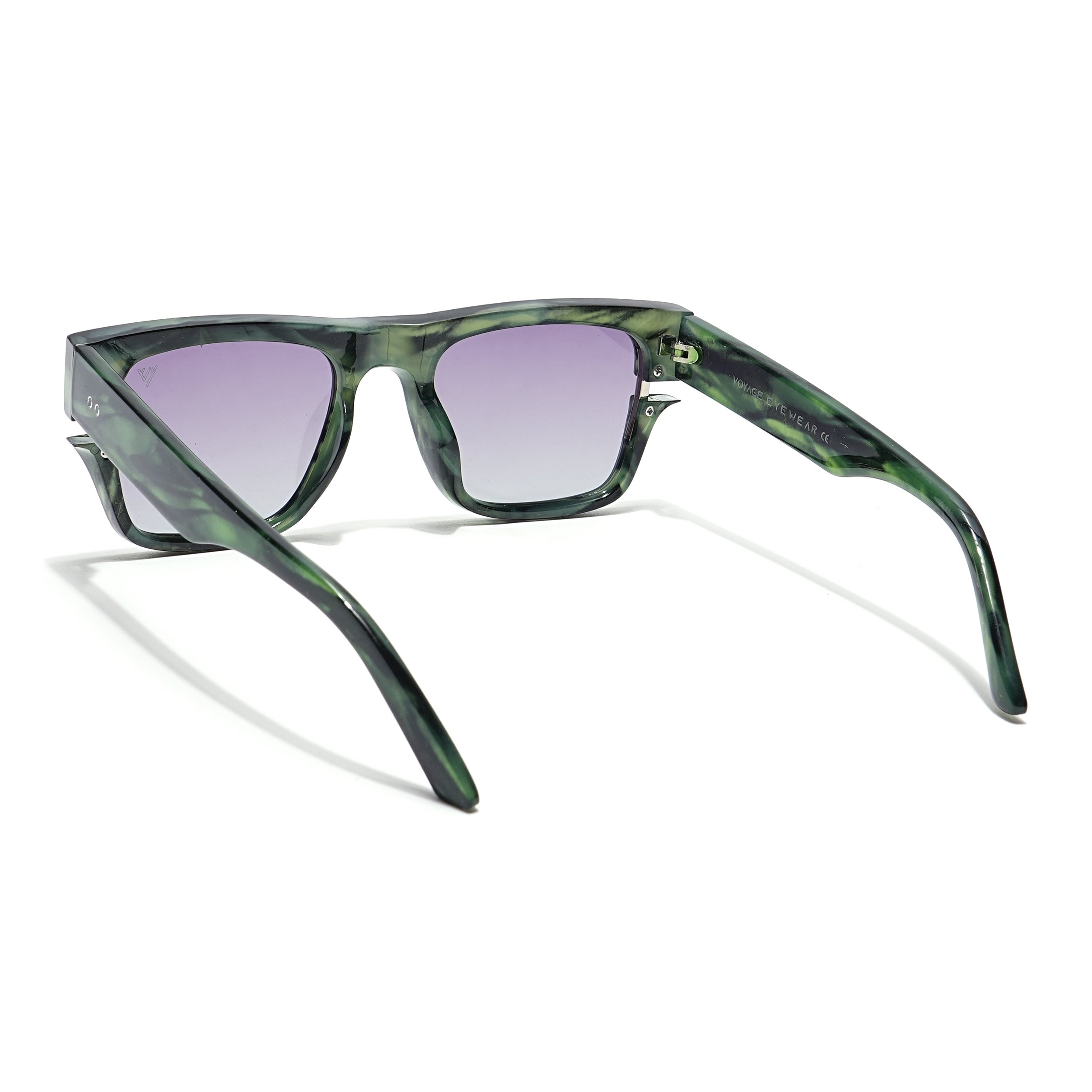 Wayfarer Sunglasses (Grey & Clear Lens | Green & Black Frame - PMG6049)