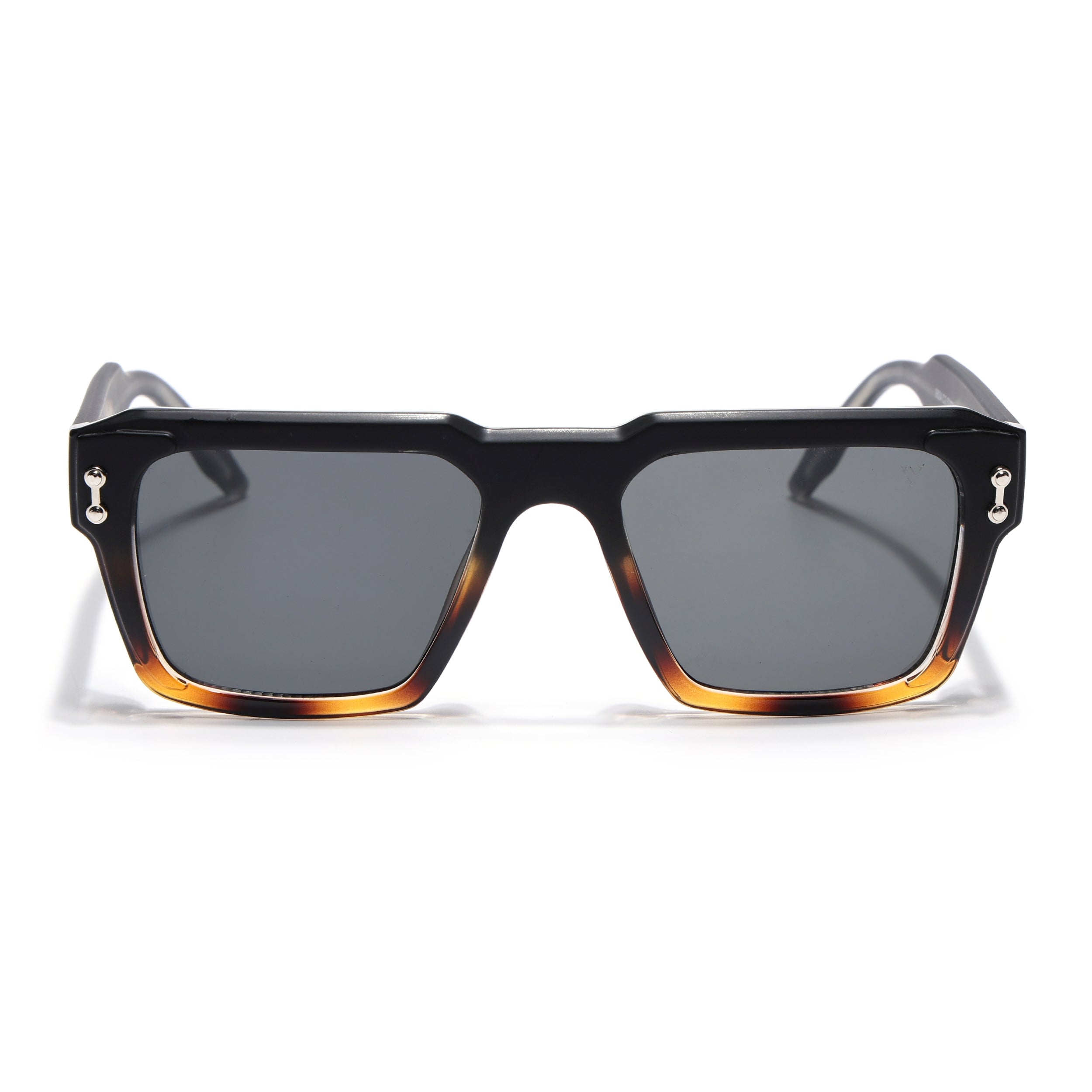 Square Sunglasses for Men & Women (Grey Lens | Black & Demi Brown Frame - SLMG7238)