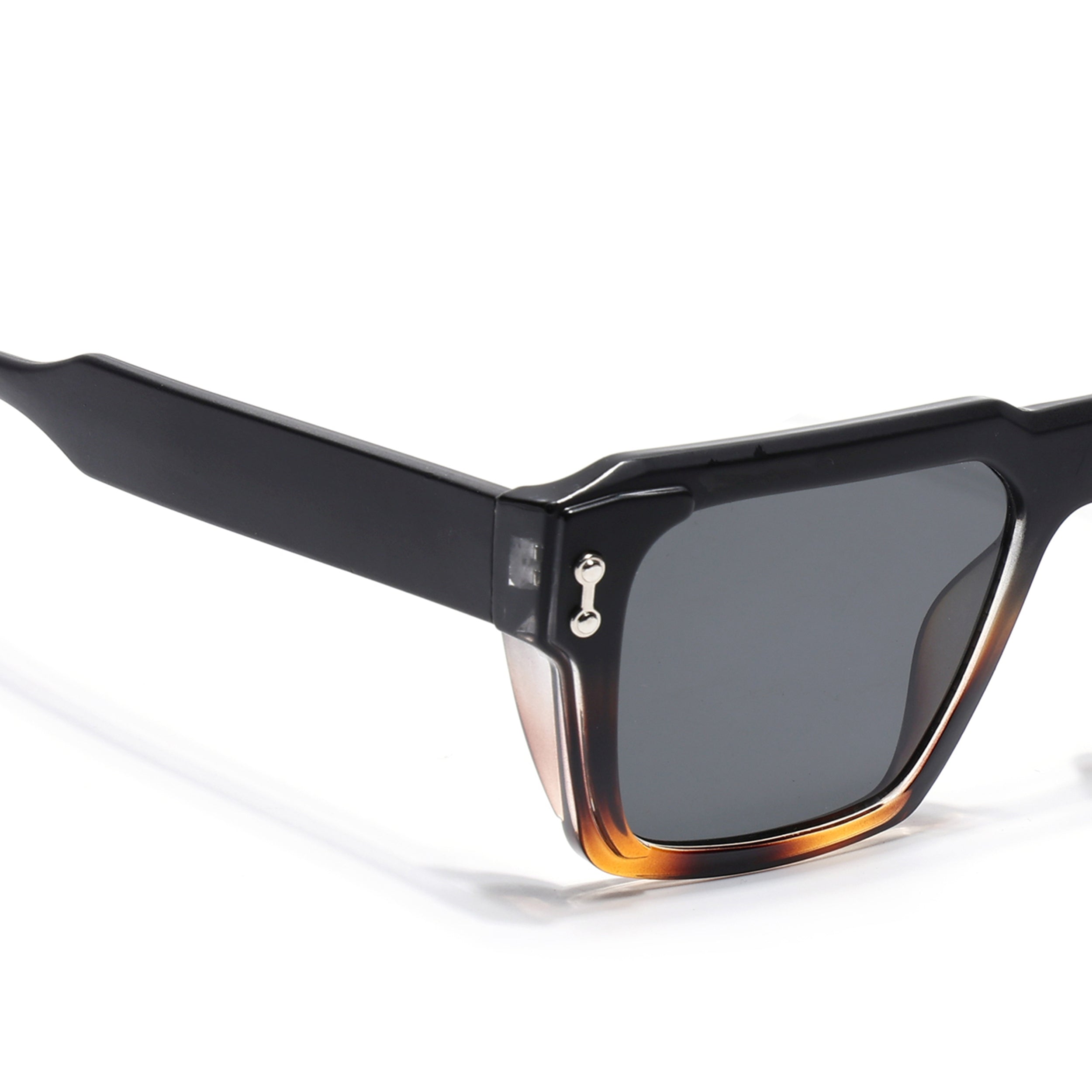 Square Sunglasses for Men & Women (Grey Lens | Black & Demi Brown Frame - SLMG7238)
