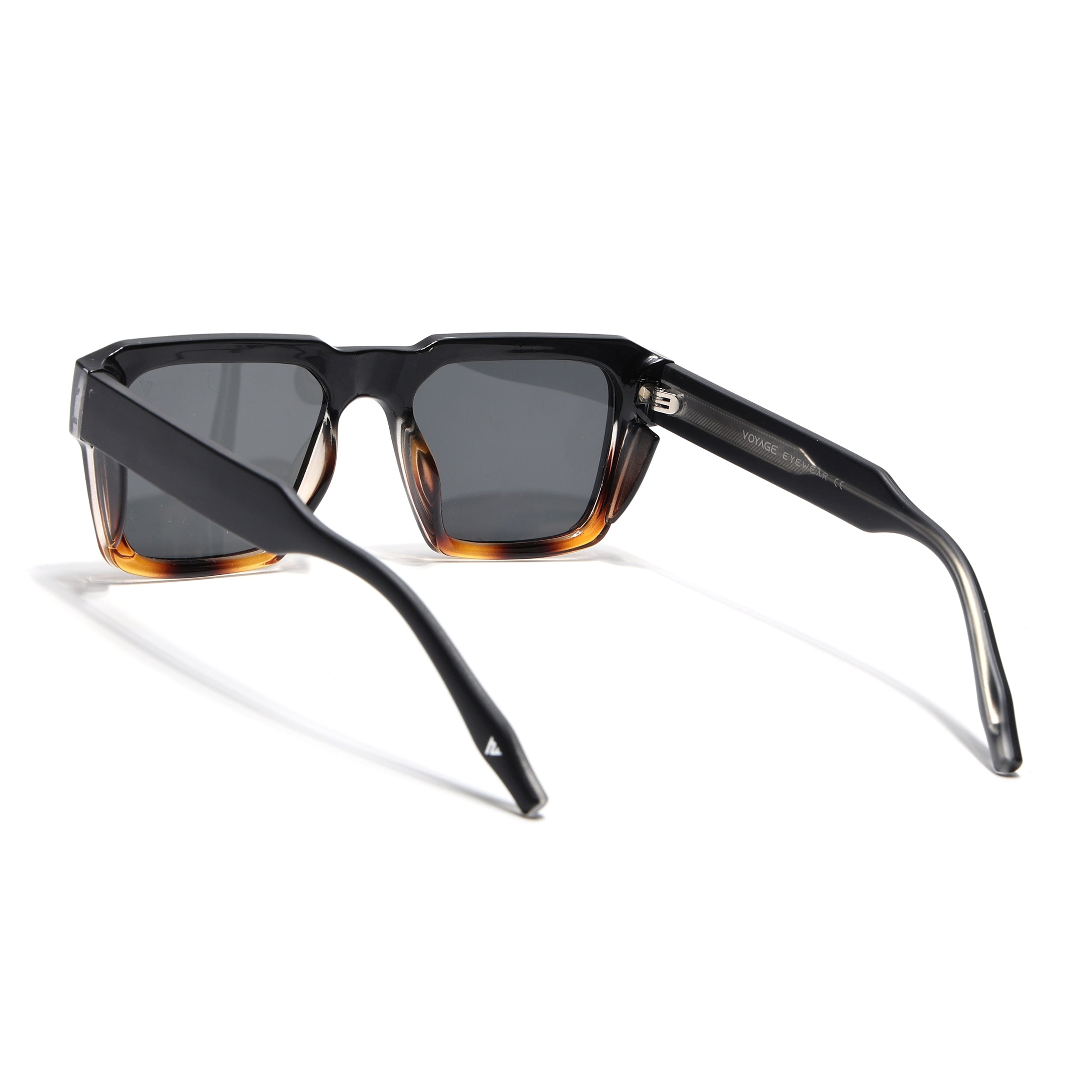 Square Sunglasses for Men & Women (Grey Lens | Black & Demi Brown Frame - SLMG7238)