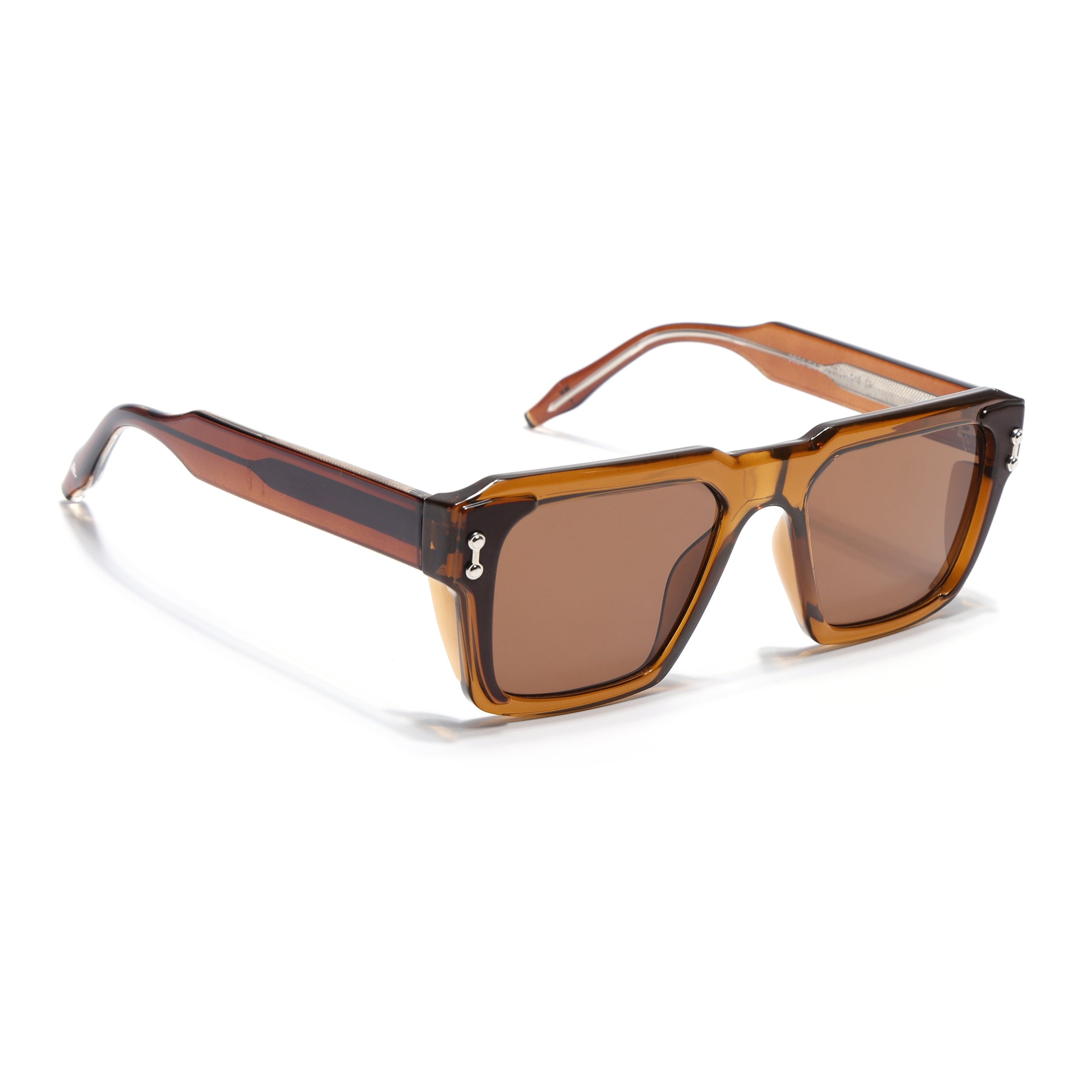 Square Sunglasses for Men & Women (Brown Lens | Brown Frame - SLMG7239)