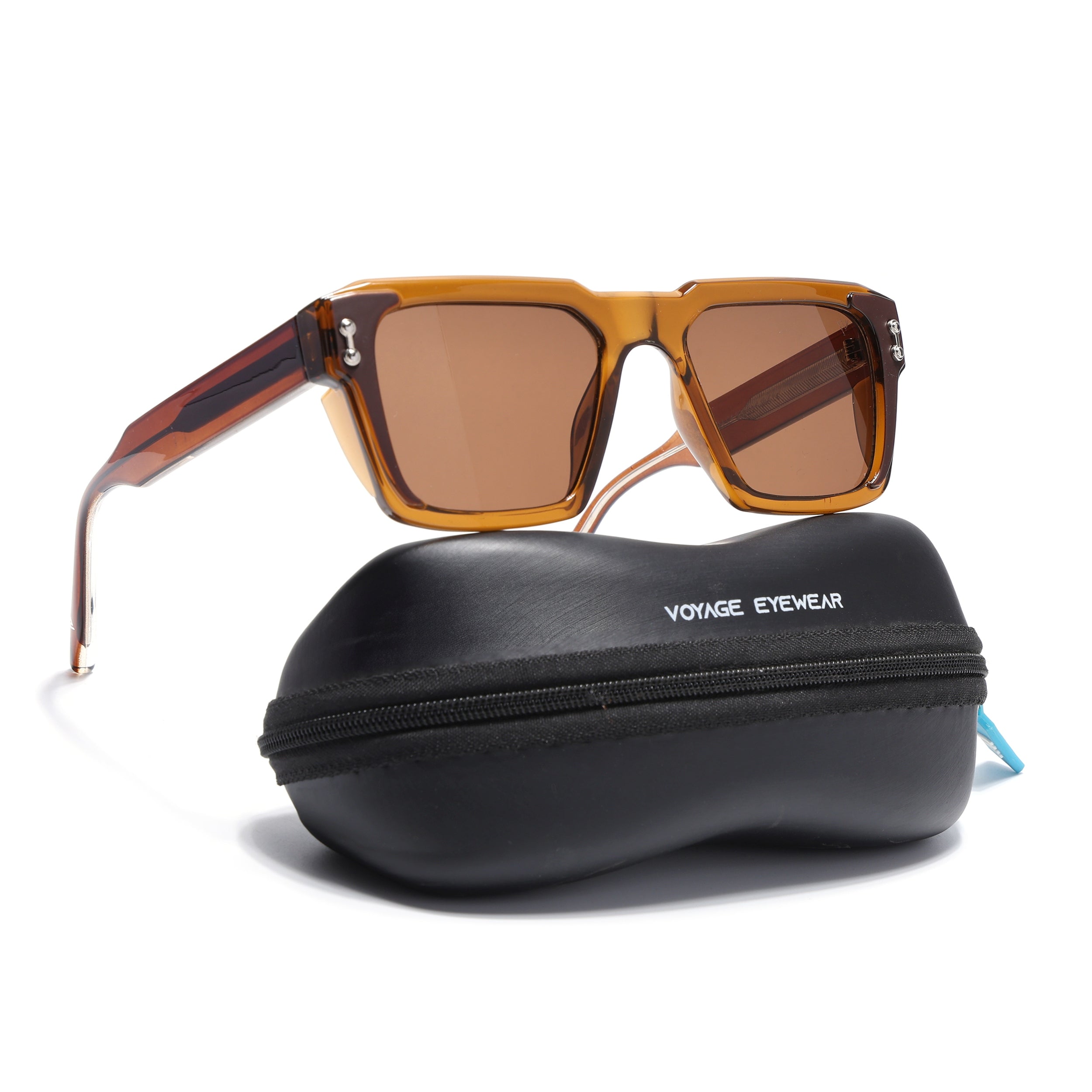 Square Sunglasses for Men & Women (Brown Lens | Brown Frame - SLMG7239)