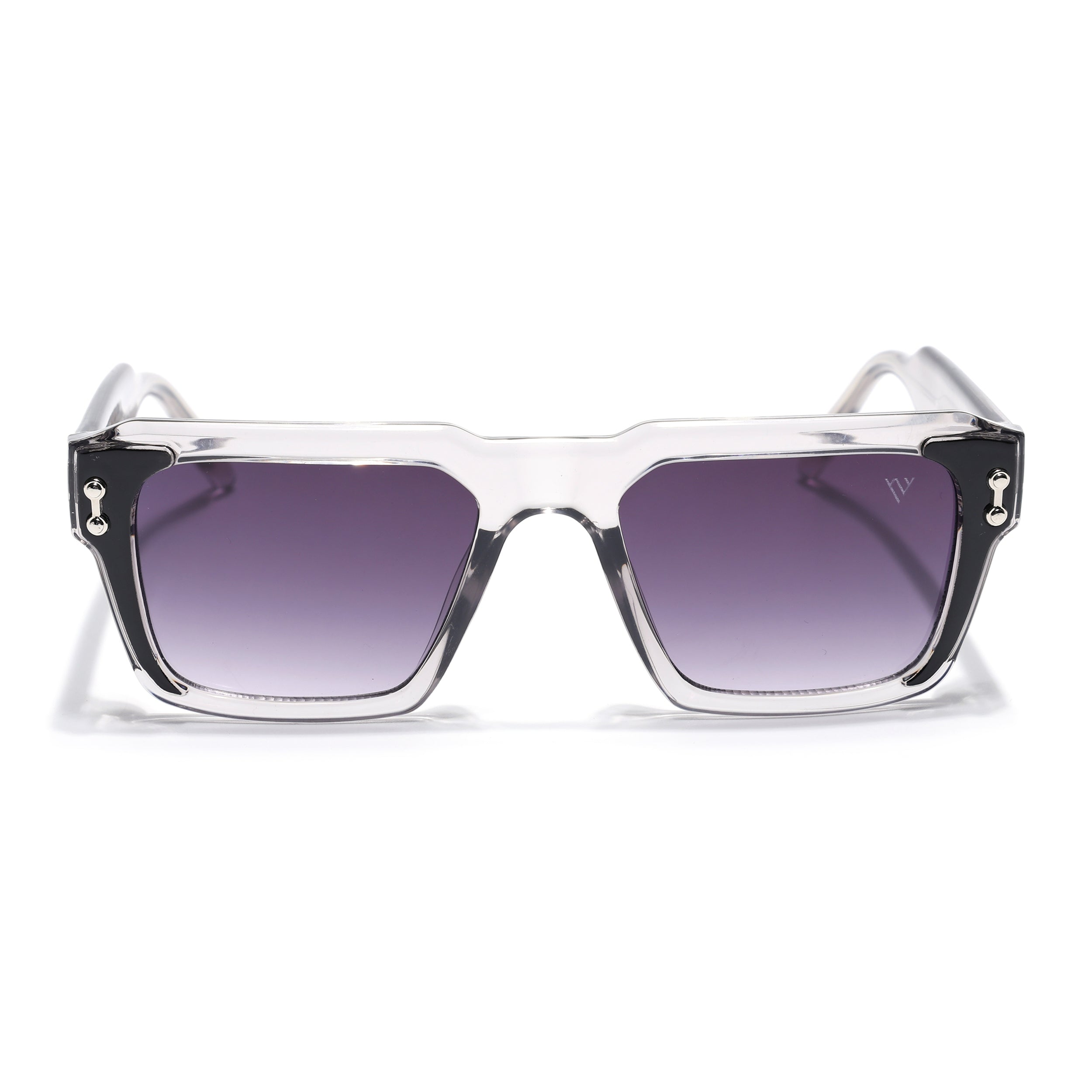 Square Sunglasses for Men & Women (Grey & Clear Lens | Transparent Frame - SLMG7240)