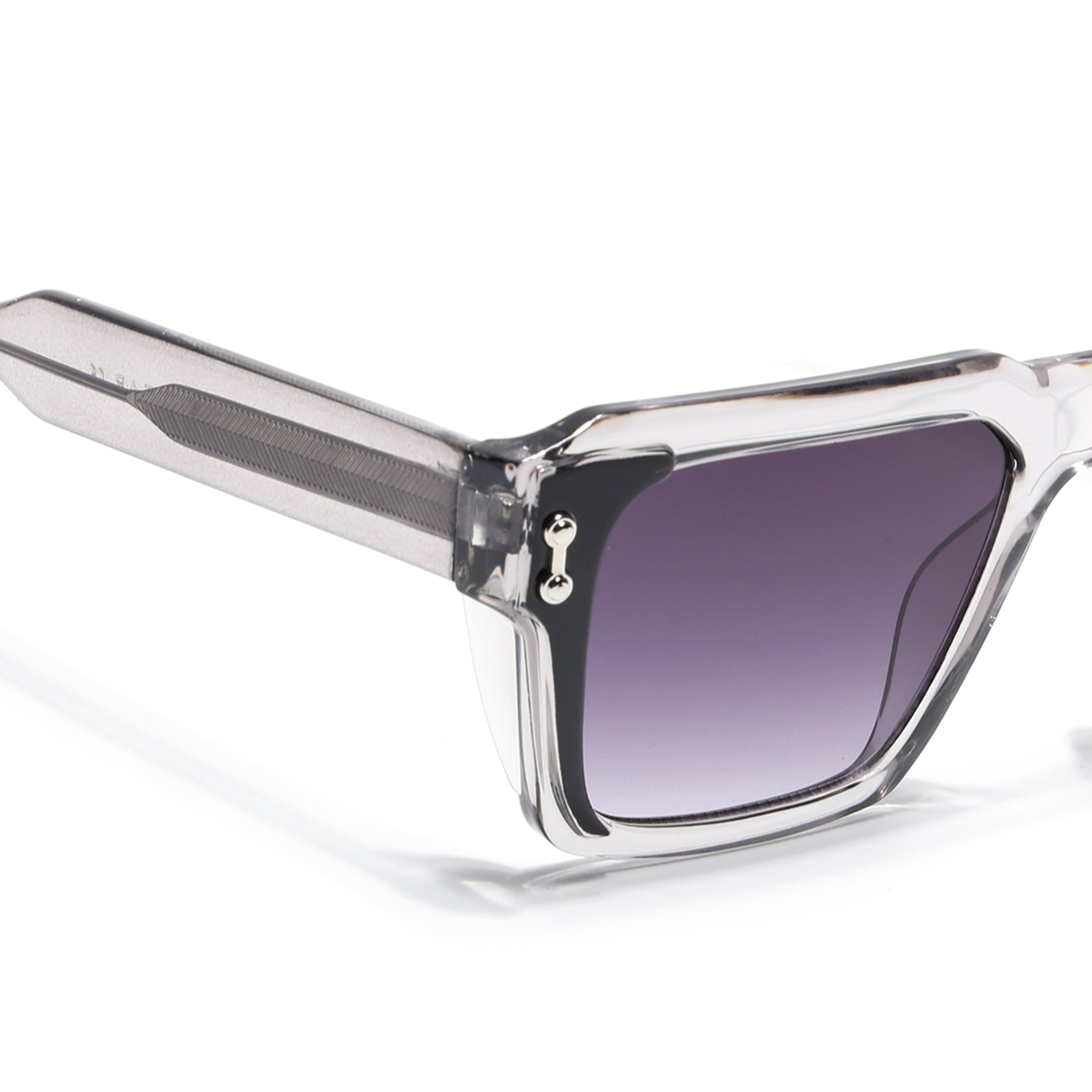 Square Sunglasses for Men & Women (Grey & Clear Lens | Transparent Frame - SLMG7240)