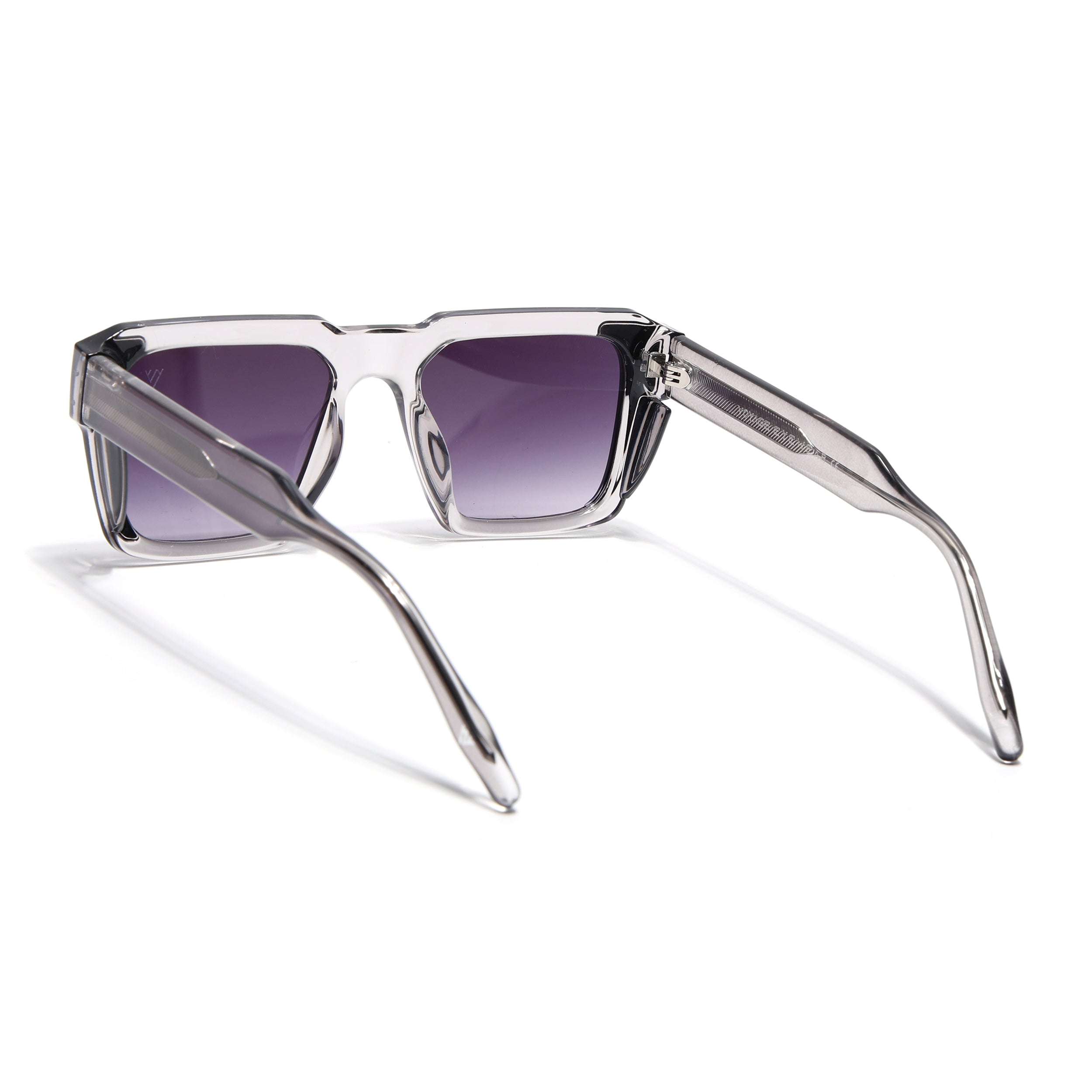 Square Sunglasses for Men & Women (Grey & Clear Lens | Transparent Frame - SLMG7240)
